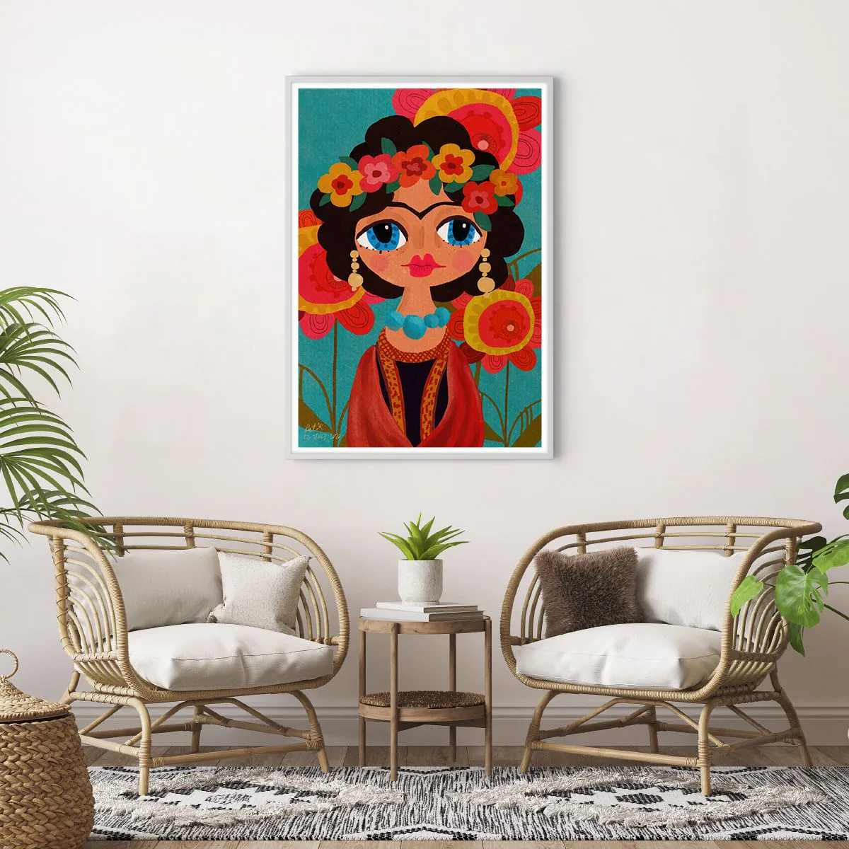 Affisch i vit ram - Vallmojungfru - 70x100 cm