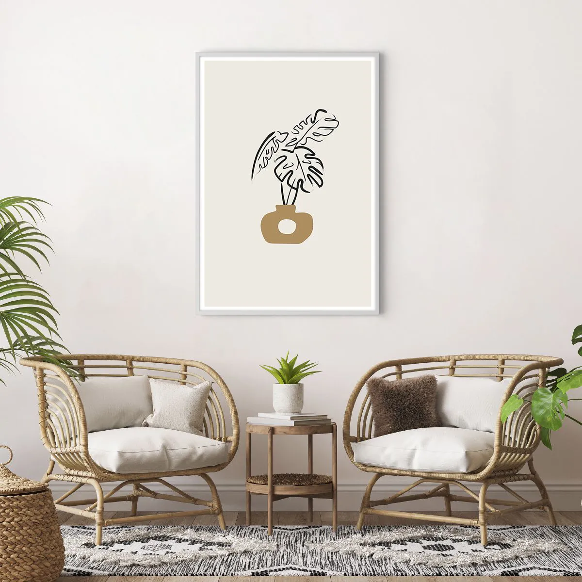 Plakat i hvid ramme - Monstera - udsmykning af huset - 70x100 cm