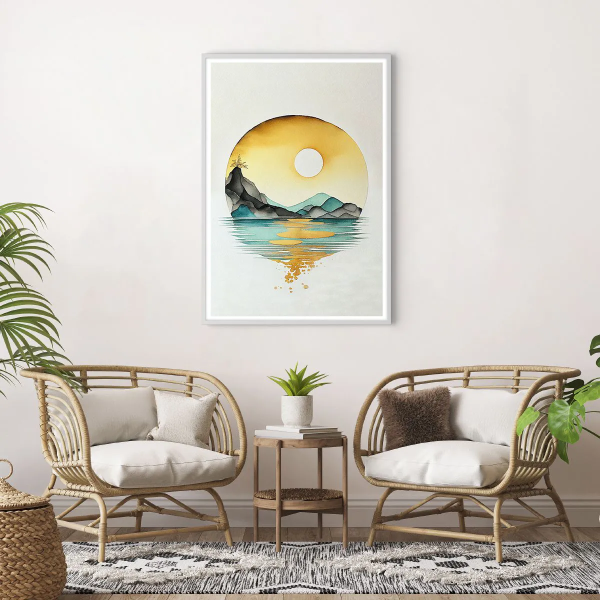 Plakat i hvid ramme - I en cirkel af skønhed - 70x100 cm