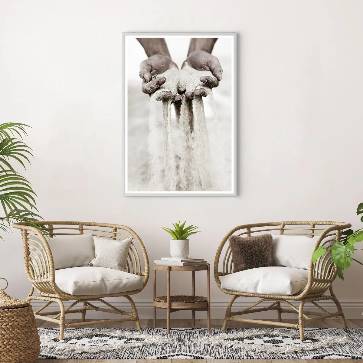 Affiche dans un cadre blanc - Poster - Avec ces mains… - 70x100 cm