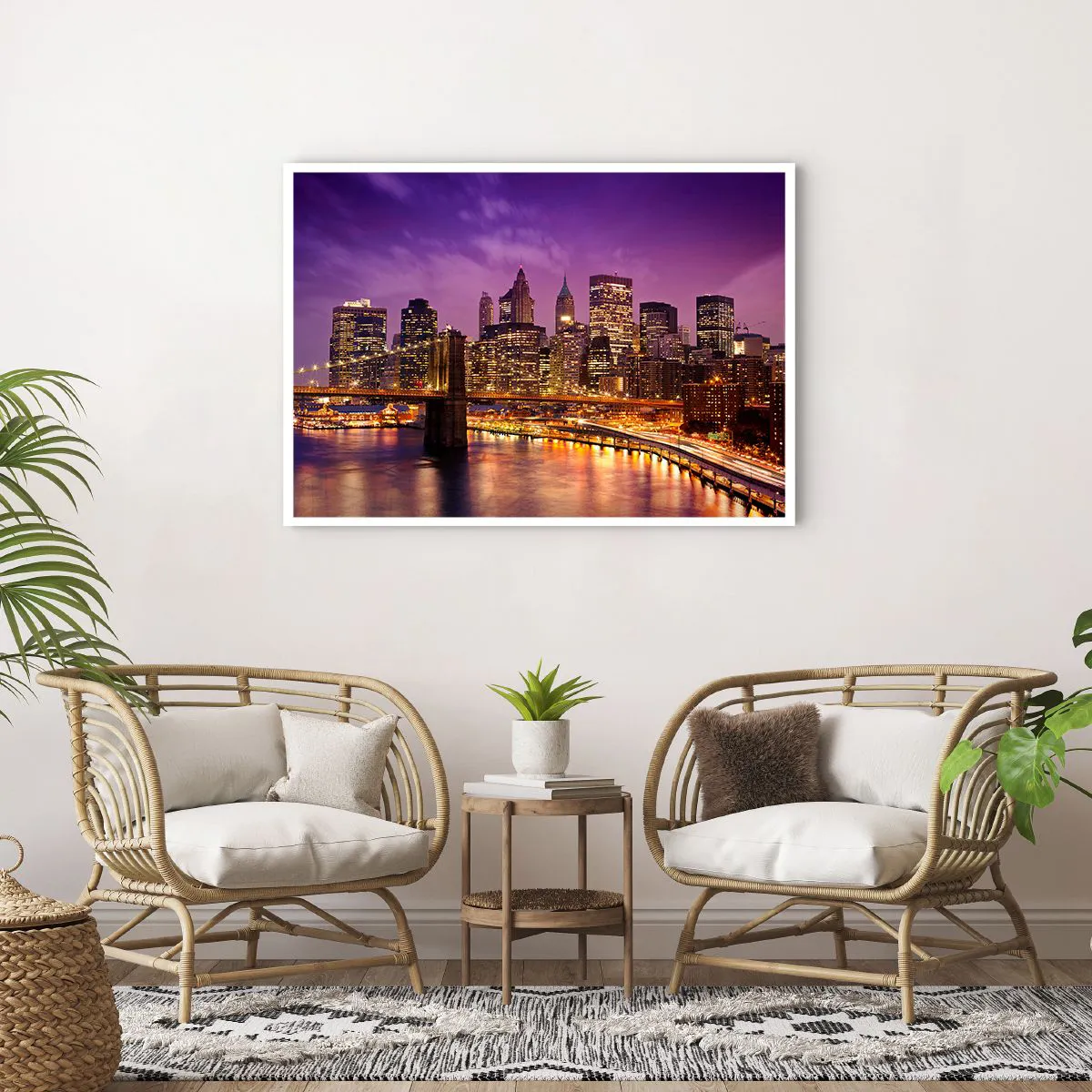 Poster - Violet-goud Manhattan - 100x70 cm