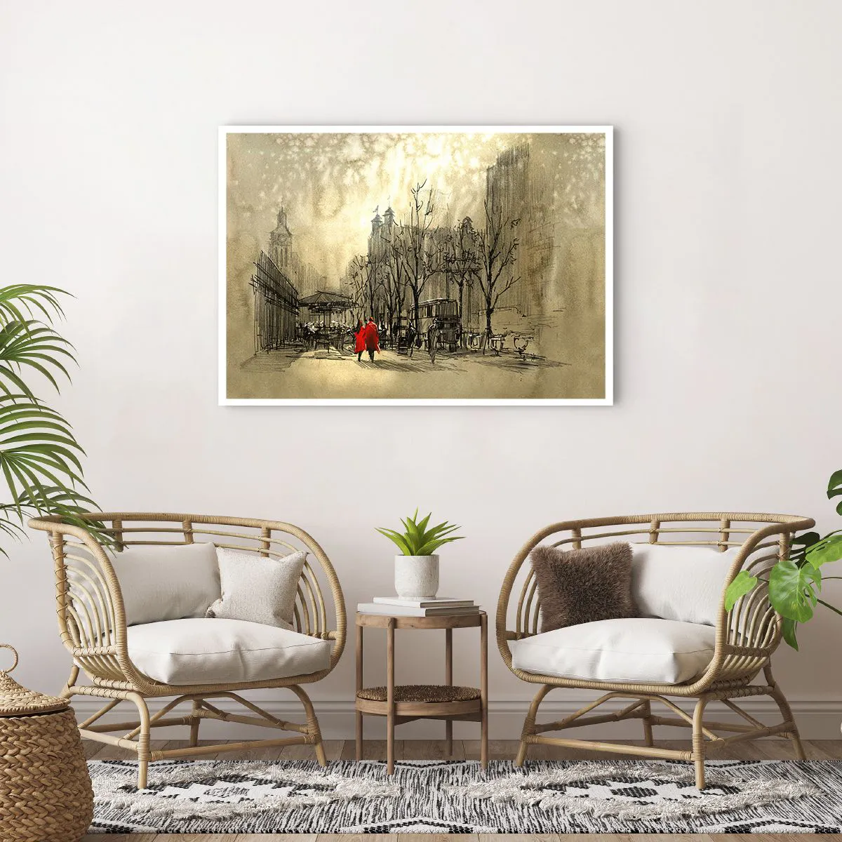 Affisch - Träff i London-dimman - 100x70 cm