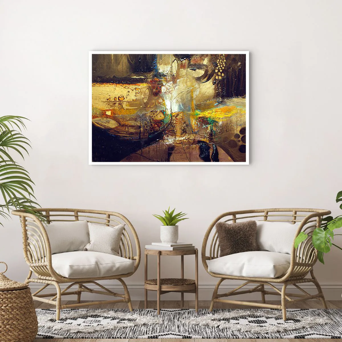 Póster - Naturaleza muerta abstracta en colores cálidos - 100x70cm - Frío, templado, caliente - Decoración de pared moderna para salón y dormitorio ARTTOR