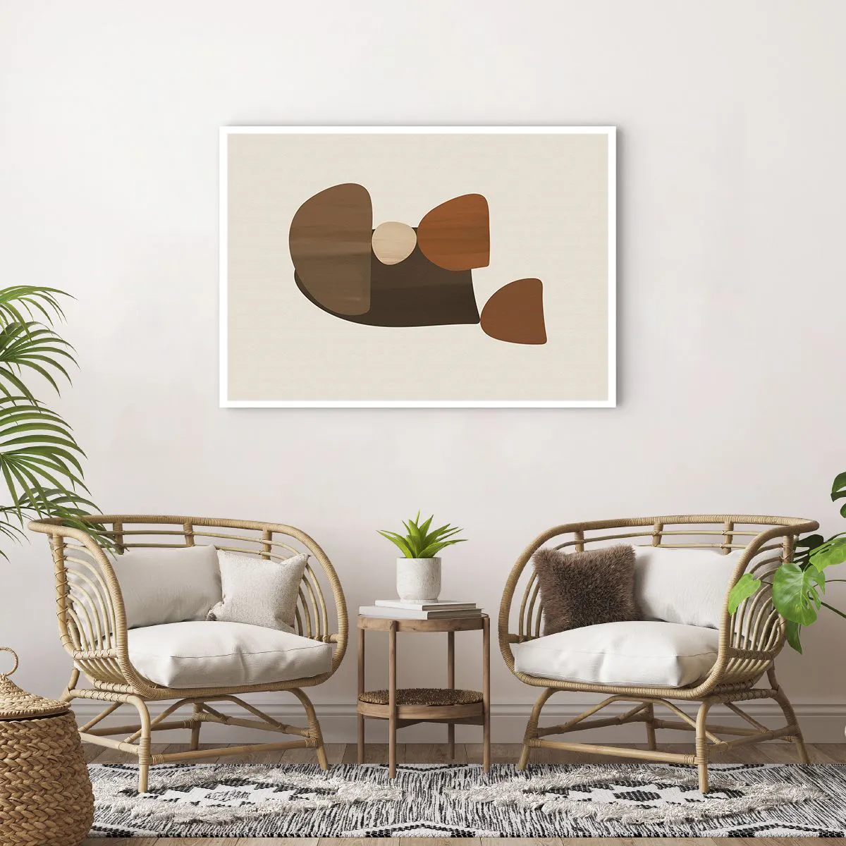 Poster - Abstrakte Komposition in Braun- und Beigetönen - 100x70cm - Komposition in Bronze - Moderne Wanddekoration für Wohnzimmer und Schlafzimmer ARTTOR