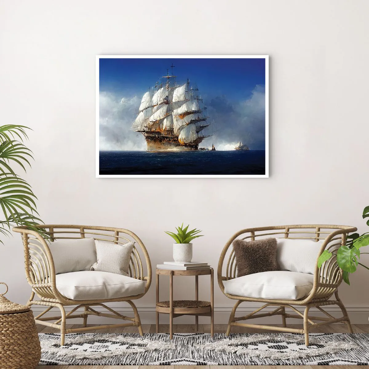 Póster - Un velero en mar abierto bajo un cielo azul. - 100x70cm - La gran gloria - Decoración de pared moderna para salón y dormitorio ARTTOR