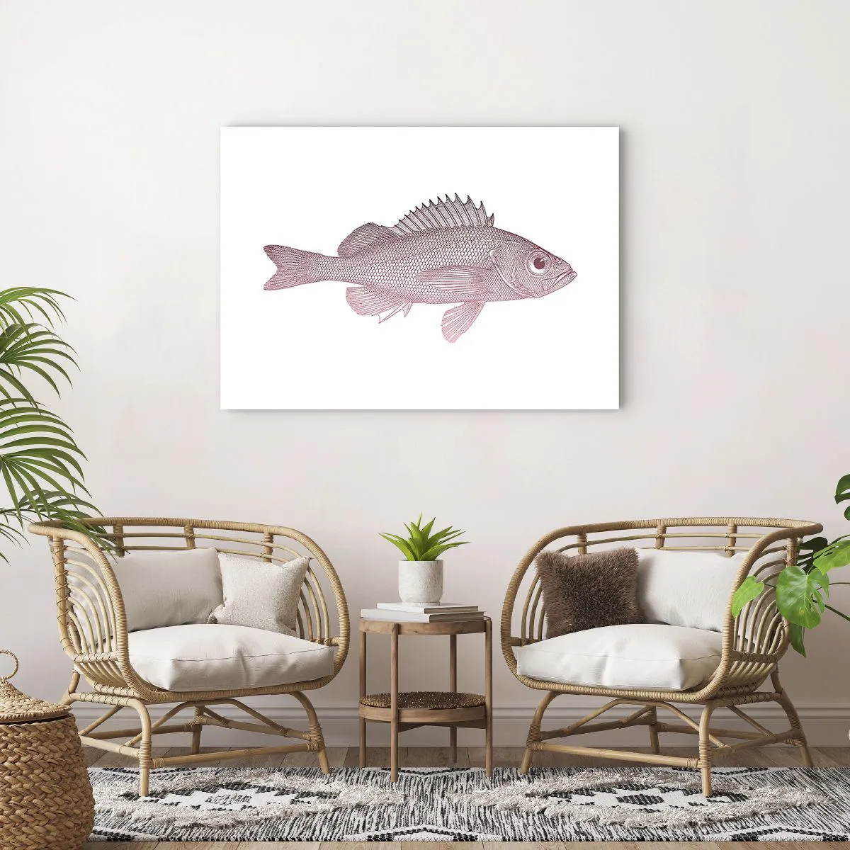 Poster - Detaillierte Darstellung eines Fisches auf weißem Hintergrund - 100x70cm - Großäugiger Fisch - Moderne Wanddekoration für Wohnzimmer und Schlafzimmer ARTTOR