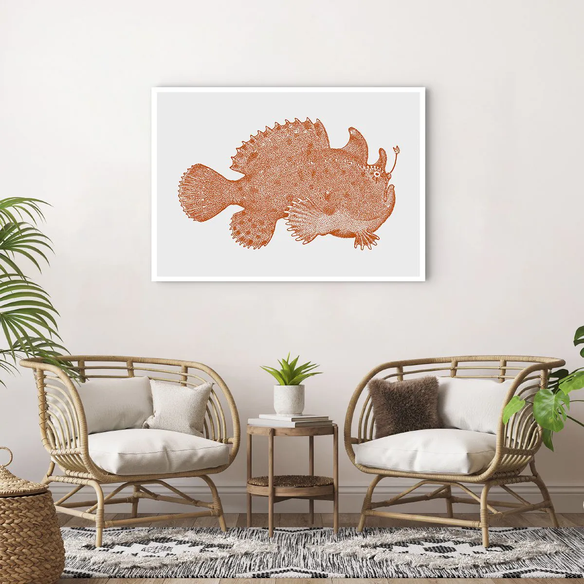 Affiche - Poster - Dessin détaillé d'un poisson cuivré sur fond blanc - 100x70cm - Et pourtant un poisson - Décoration murale moderne pour le salon et la chambre ARTTOR