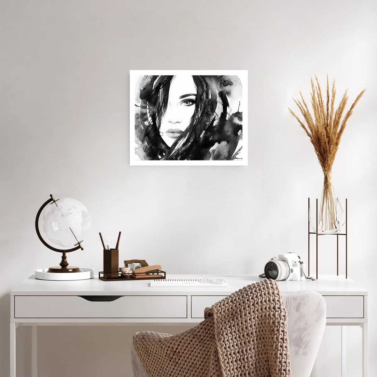 Poster - Portriat of a Lady in Black and White - 50x40 cm