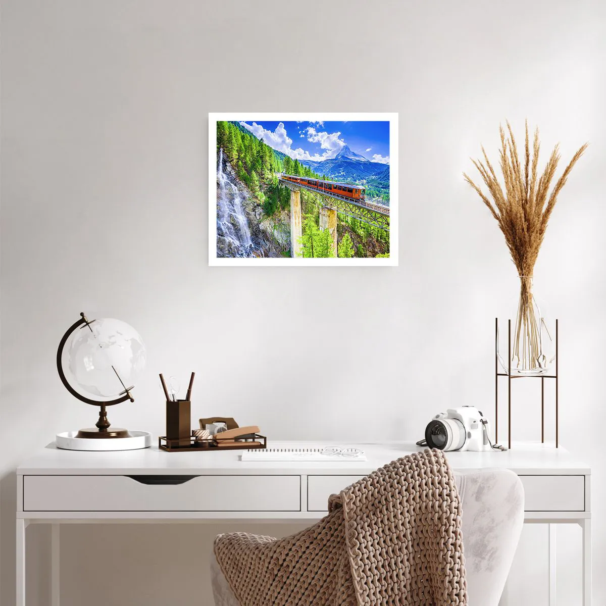 Poster - Train Through the Alps - 50x40 cm