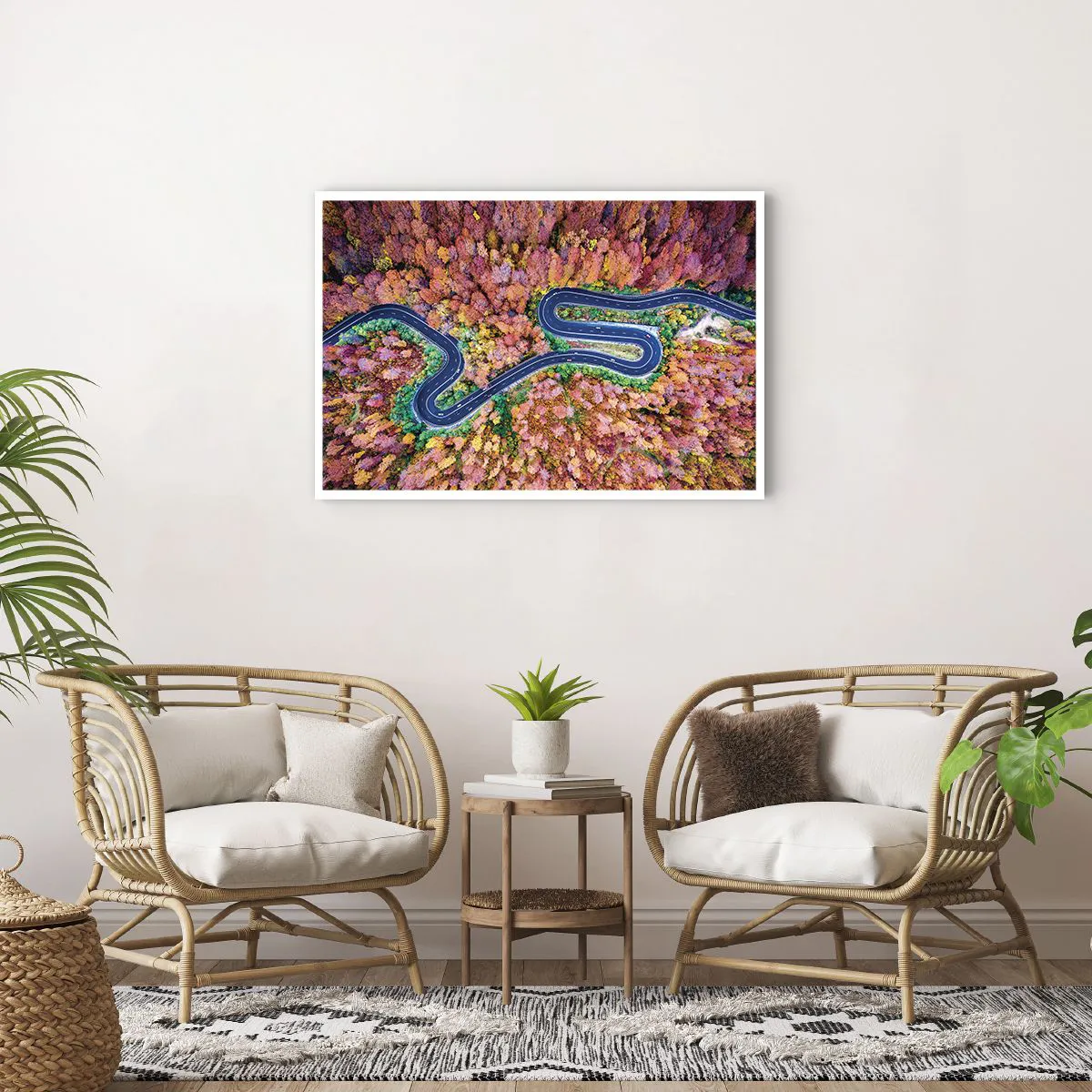 Affiche - Poster - Route sinueuse à travers la forêt - 91x61 cm