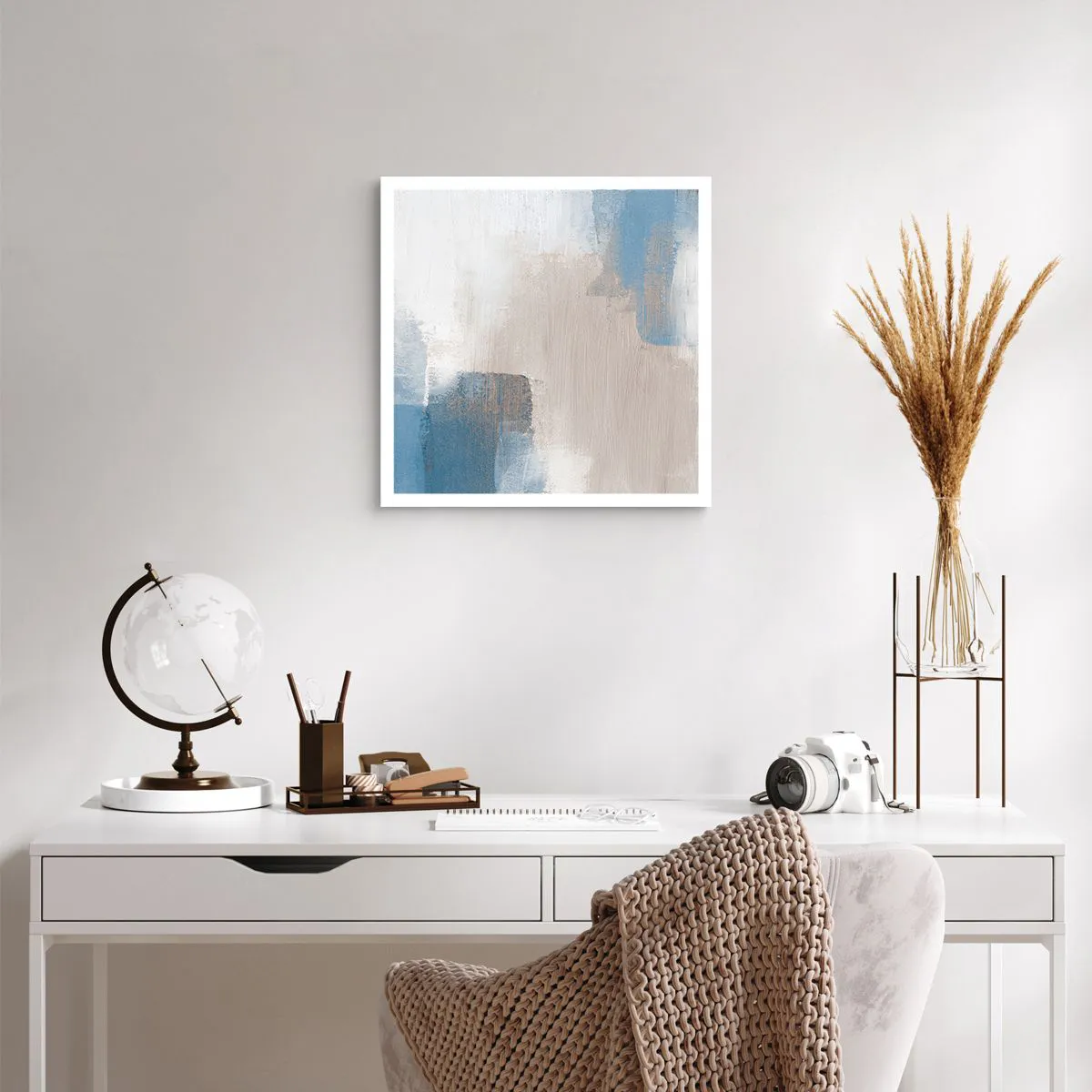 Affiche - Poster - Abstraction rose derrière un rideau de bleu - 50x50 cm