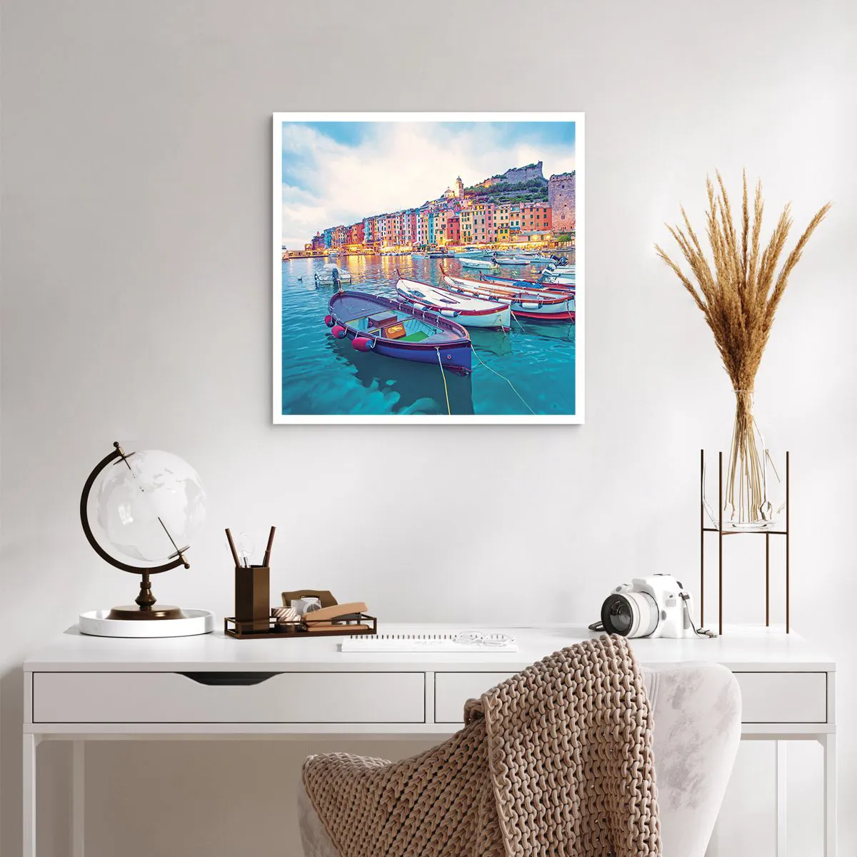 Affiche - Poster - Soirée colorée au port - 60x60 cm