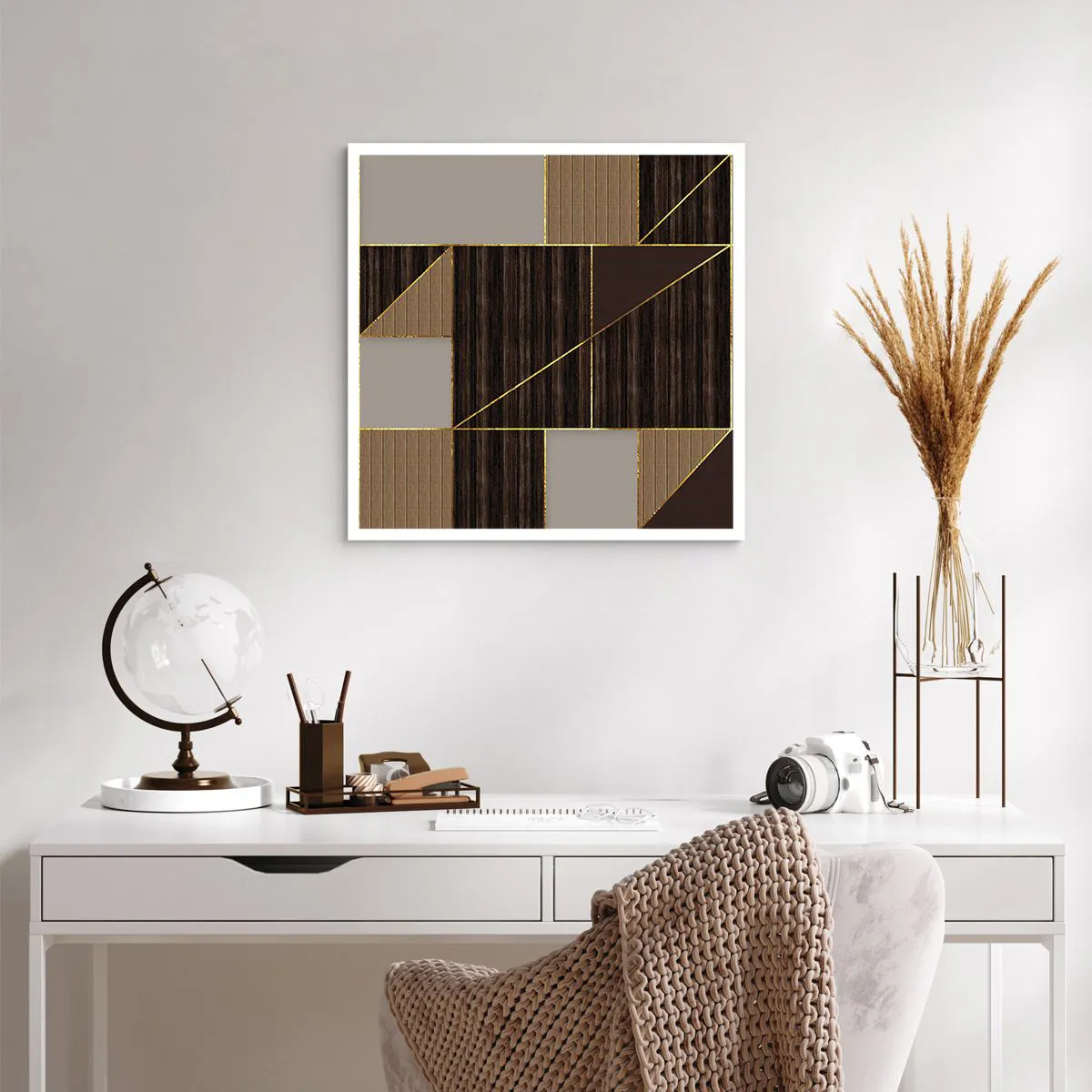 Poster - Mosaic of Brown and Gold - 60x60 cm