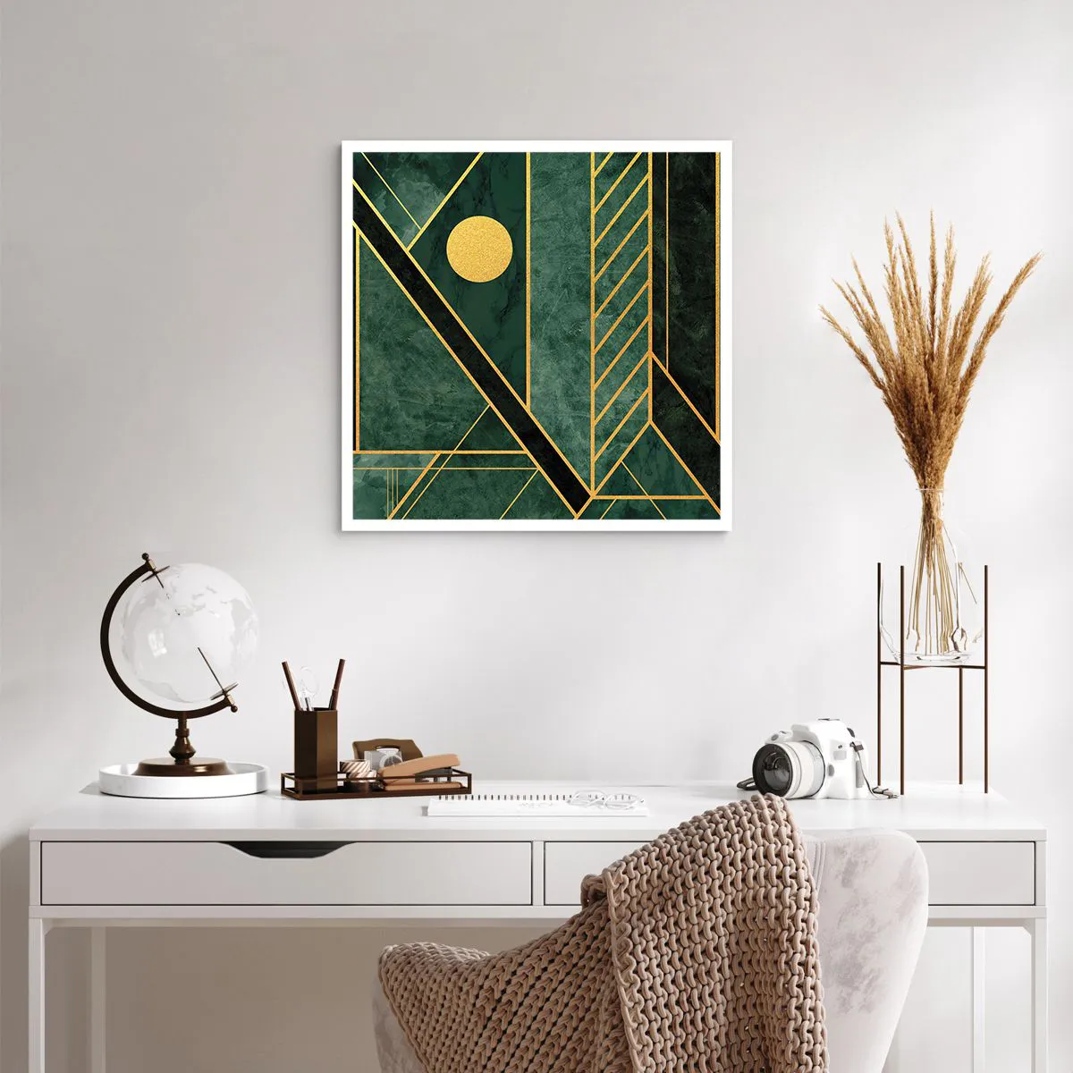 Plakat - Dynamika złota i lazuru - 60x60 cm