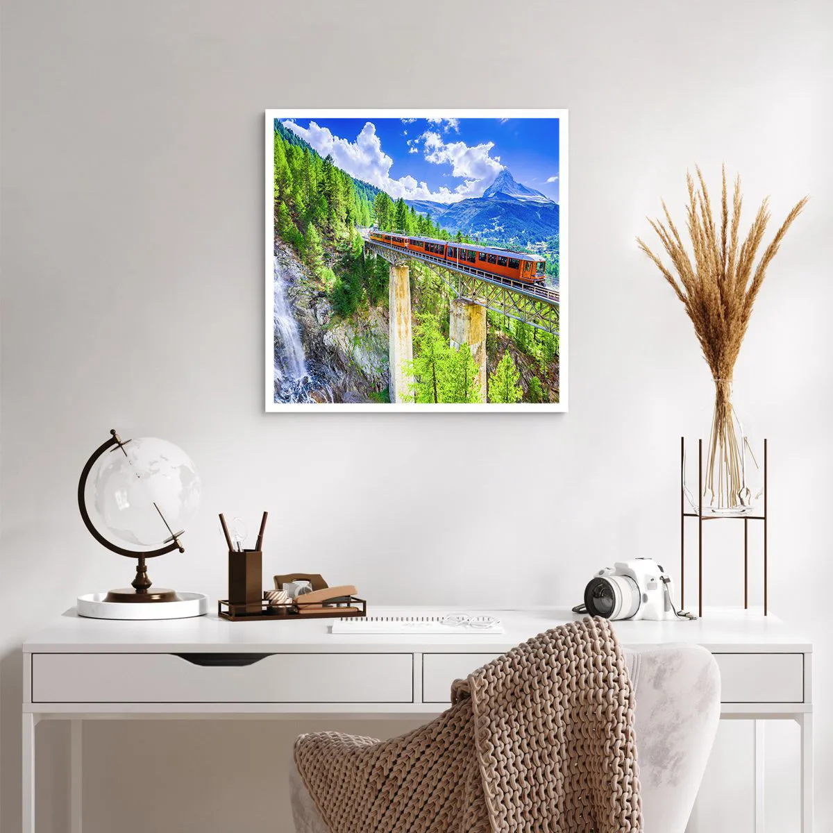 Poster - Train Through the Alps - 60x60 cm