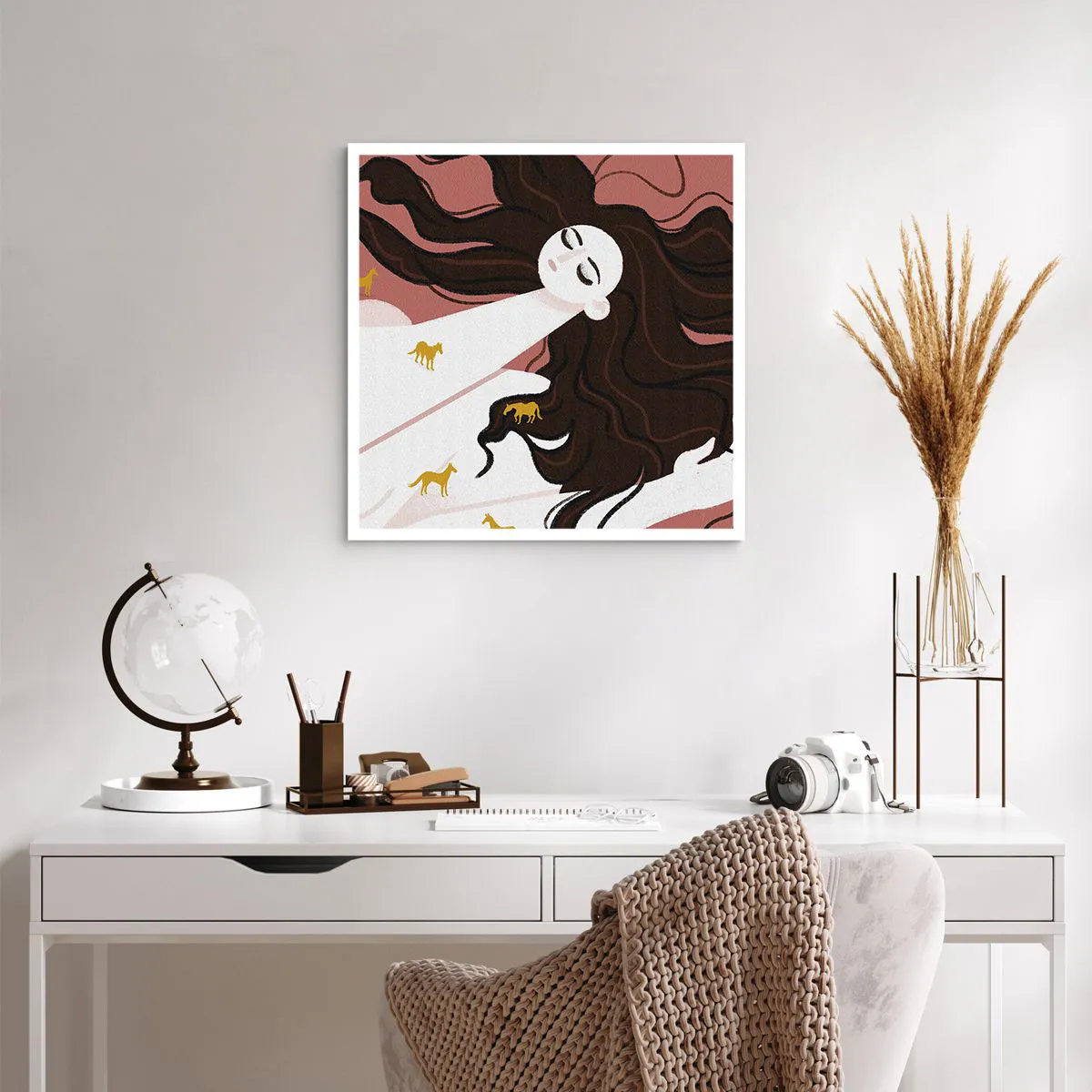 Affisch - Dröm om en gyllene häst - 60x60 cm