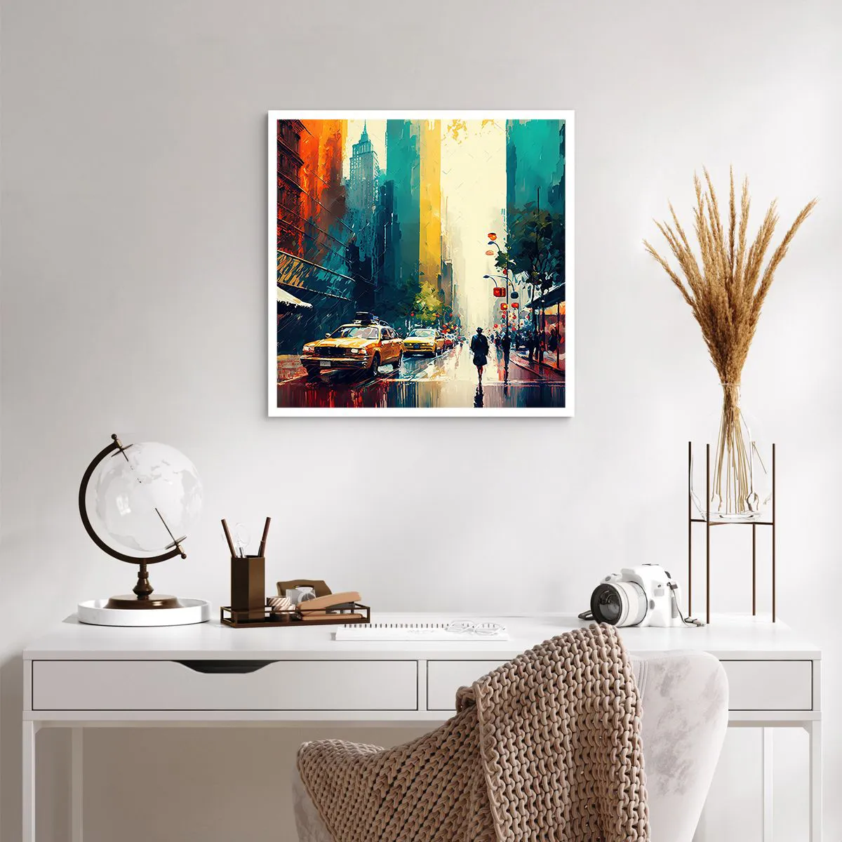 Affisch - New York - här är till och med regnet färgstarkt - 60x60 cm