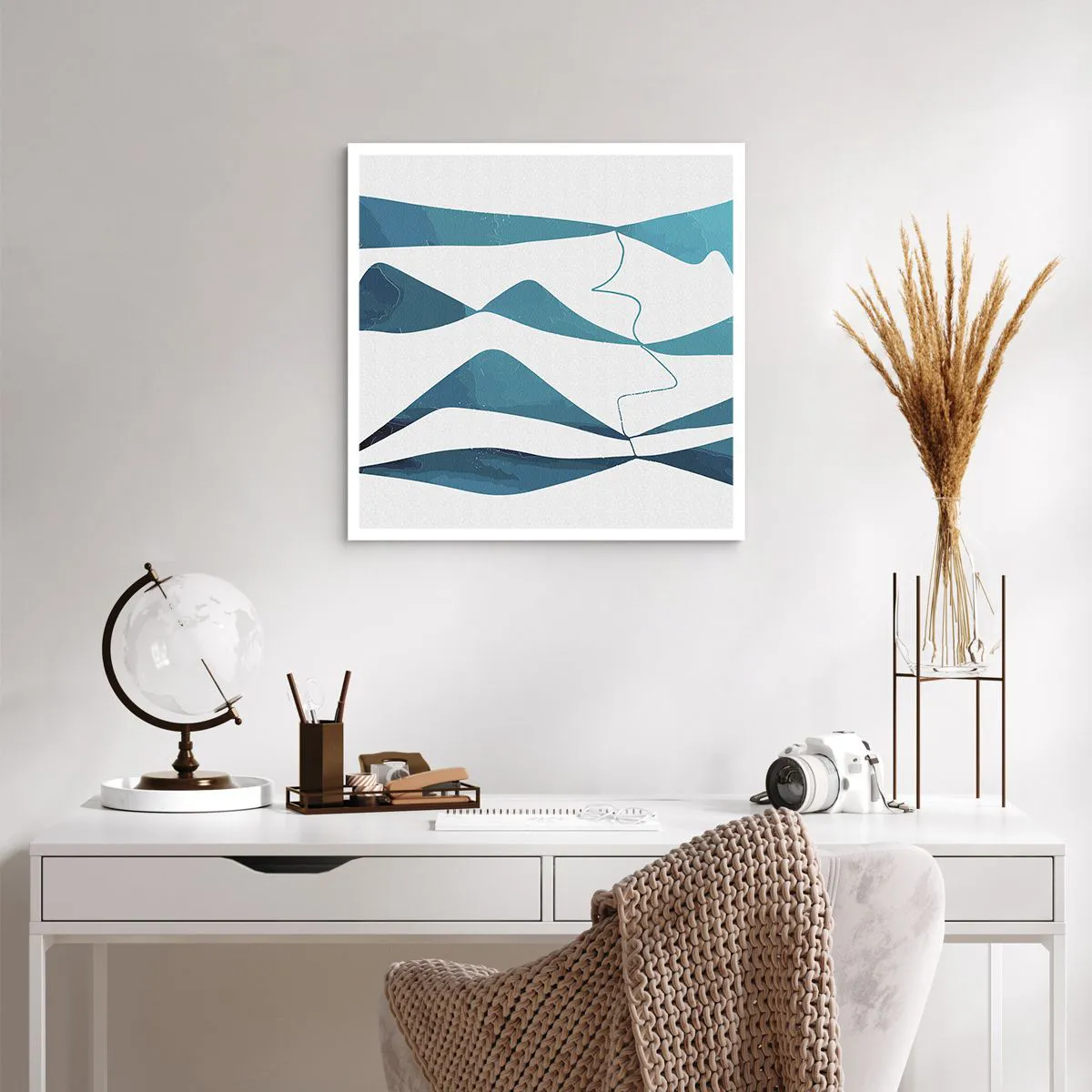 Affiche - Poster - Abstraction : composé turquoise - 60x60 cm