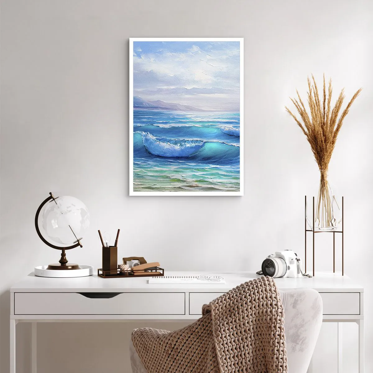 Affiche - Poster - Vagues de la mer contre le ciel bleu - 50x70cm - Il apporte un soulagement - Décoration murale moderne pour le salon et la chambre ARTTOR