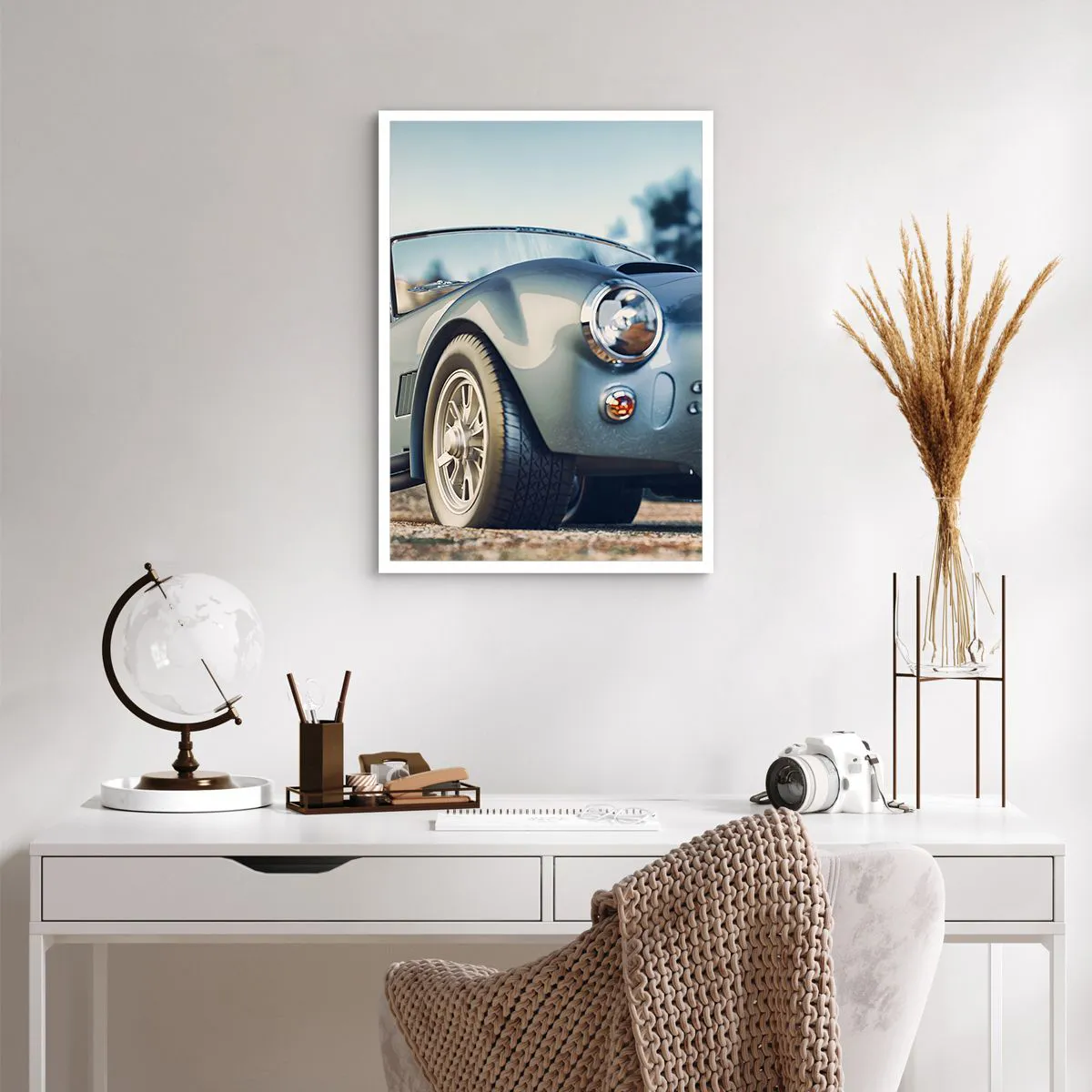 Poster - Ein klassisches Retro-Auto vor einem unscharfen Hintergrund - 50x70cm - Denn Stil zählt - Moderne Wanddekoration für Wohnzimmer und Schlafzimmer ARTTOR