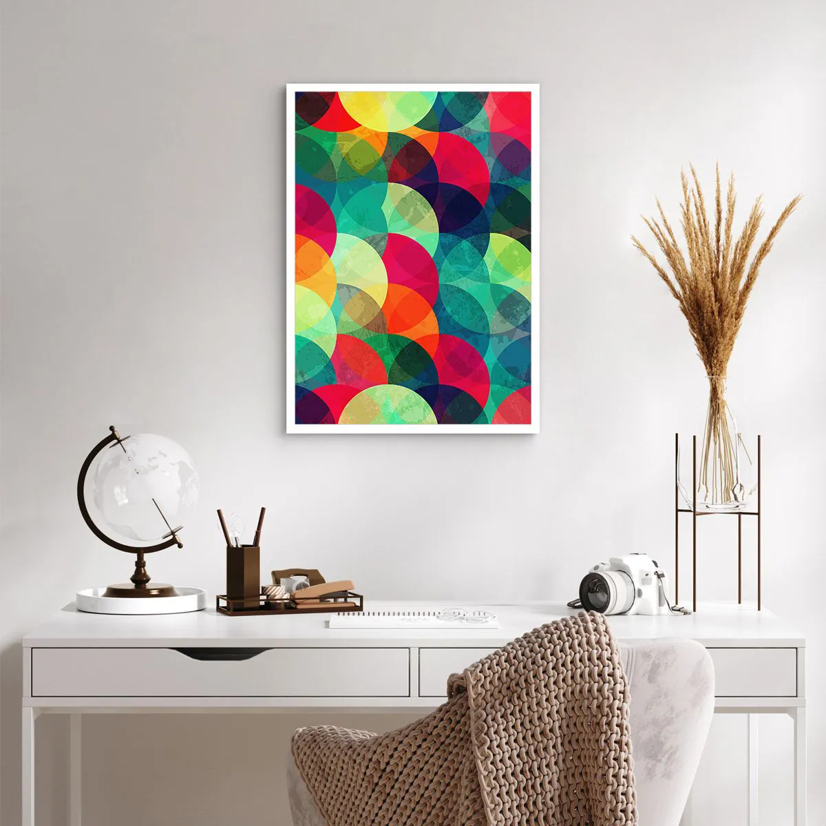 Póster - Círculos abstractos y coloridos superpuestos entre sí. - 50x70cm - Ascensión circular - Decoración de pared moderna para salón y dormitorio ARTTOR