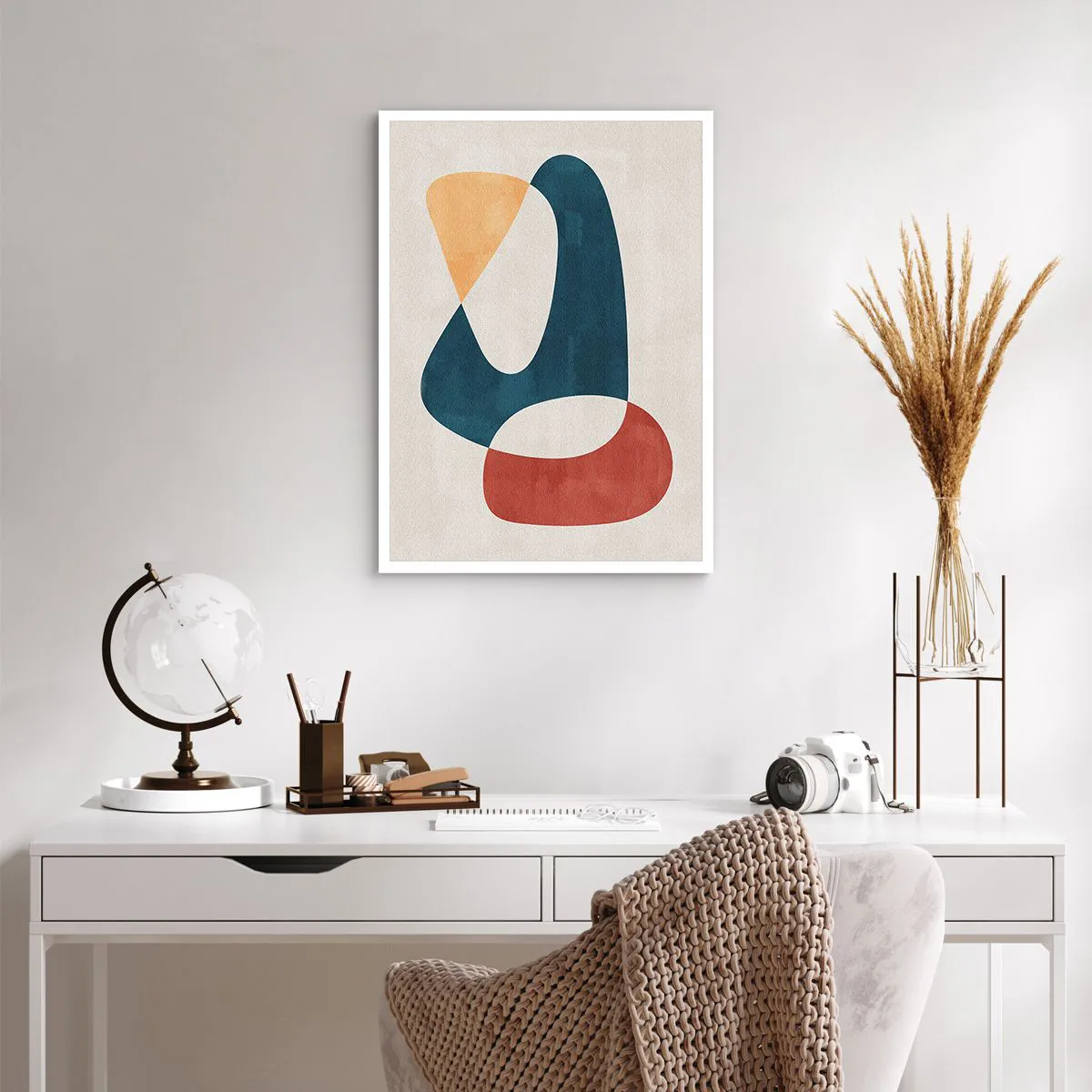 Poster - Eine abstrakte Komposition aus geometrischen Formen in warmen Farben. - 50x70cm - Einflüsse und Metamorphosen - Moderne Wanddekoration für Wohnzimmer und Schlafzimmer ARTTOR