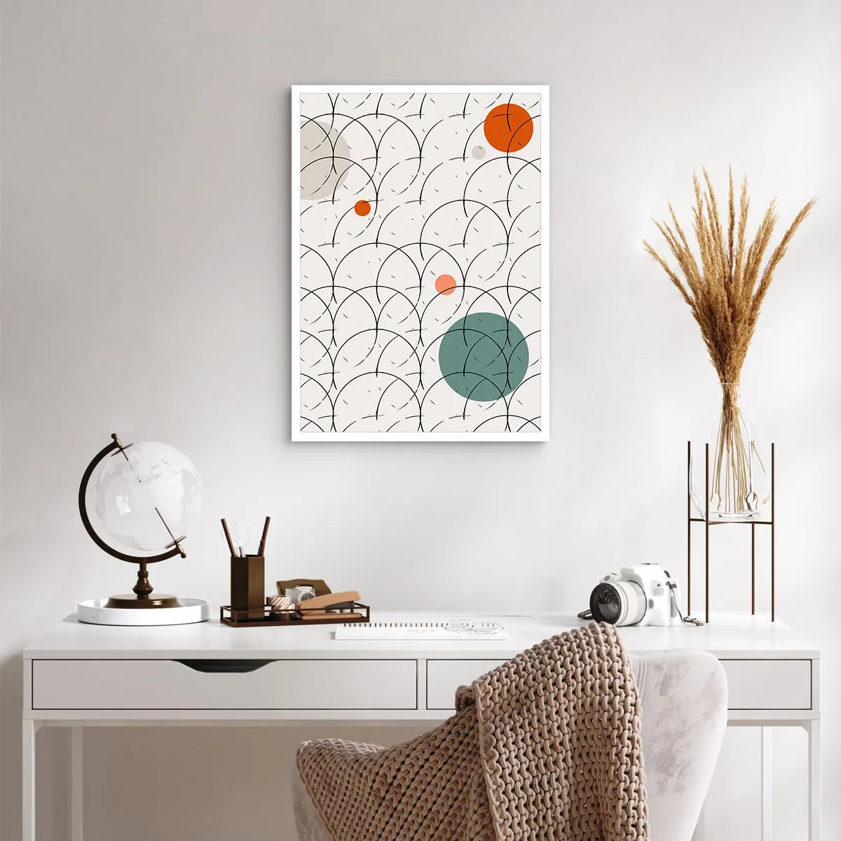 Póster - Abstracción geométrica moderna con acentos coloridos. - 50x70cm - Con espíritu pop-art - Decoración de pared moderna para salón y dormitorio ARTTOR