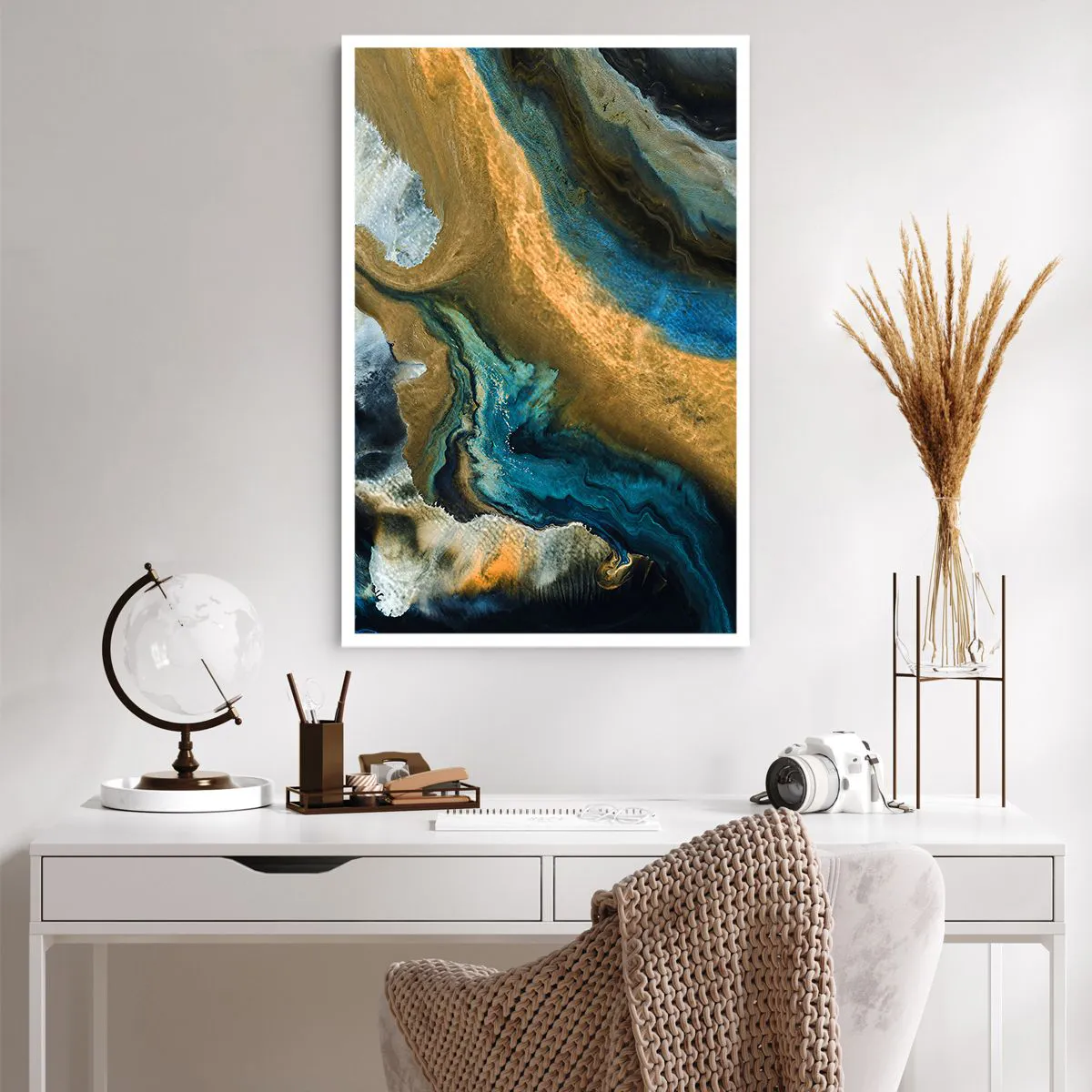 Poster - Albastru - galben - influență reciprocă - 61x91 cm