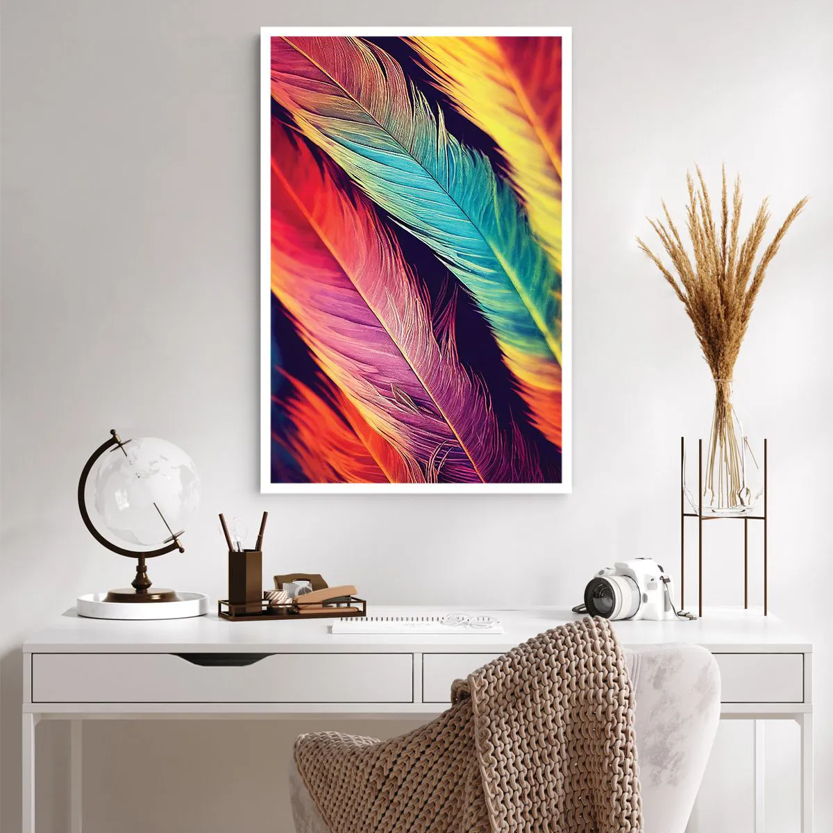 Affiche - Poster - Arc-en-ciel de plumes - 61x91 cm