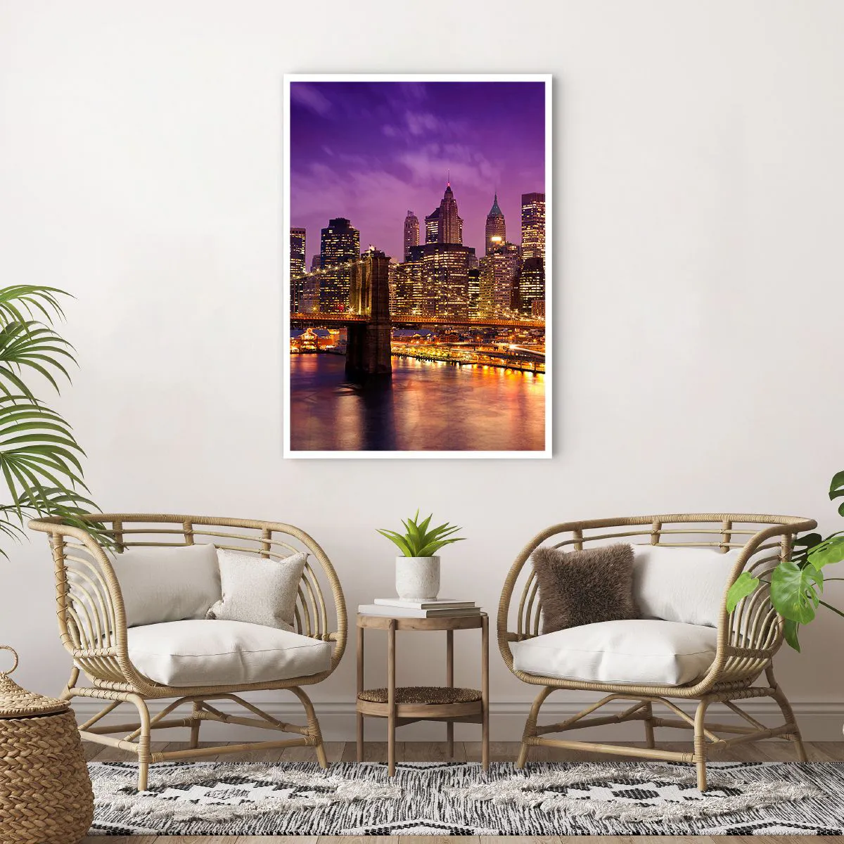 Poster - Violett-goldenes Manhathann - 70x100 cm