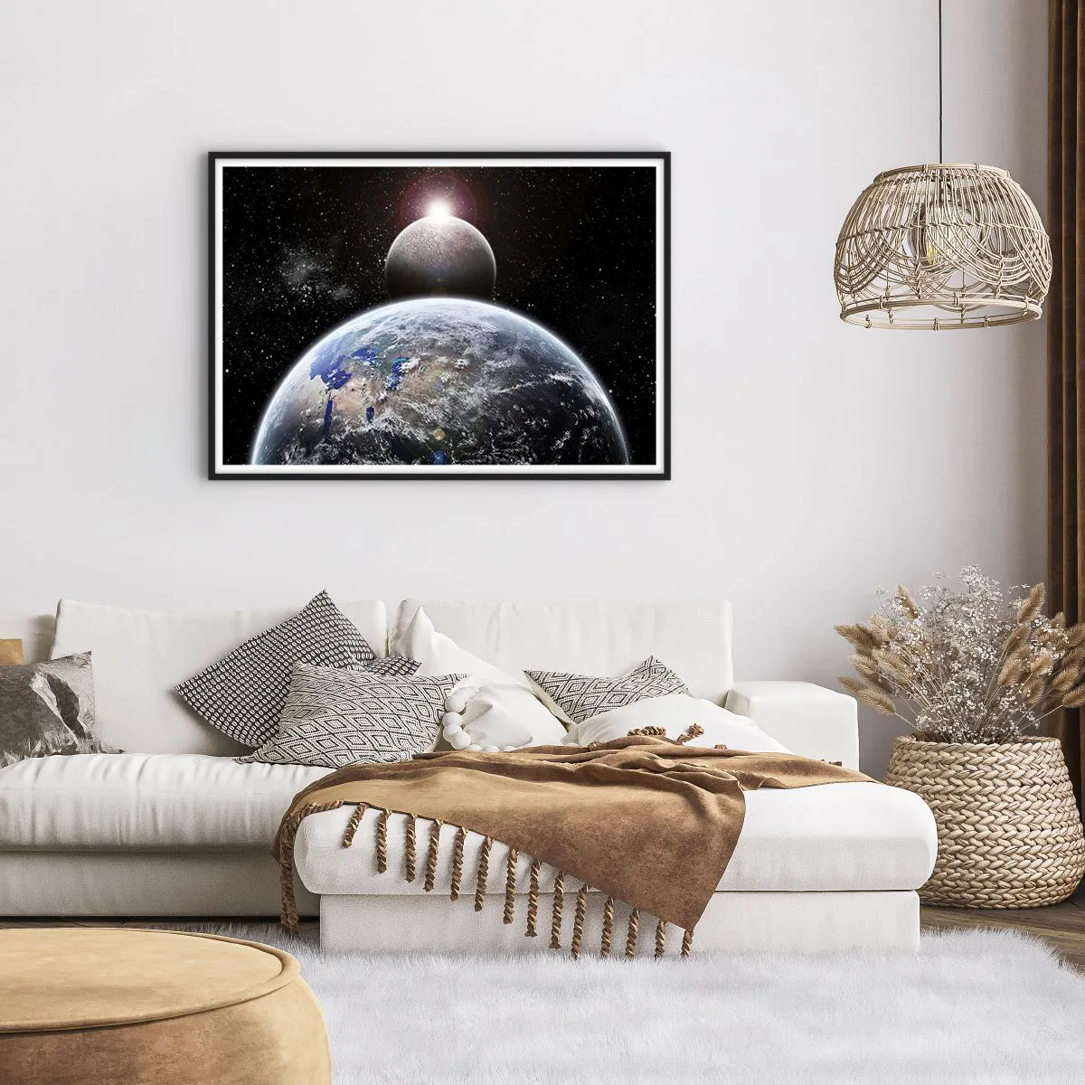 Poszter fehér keretben - Űr táj - nap kelte - 100x70 cm