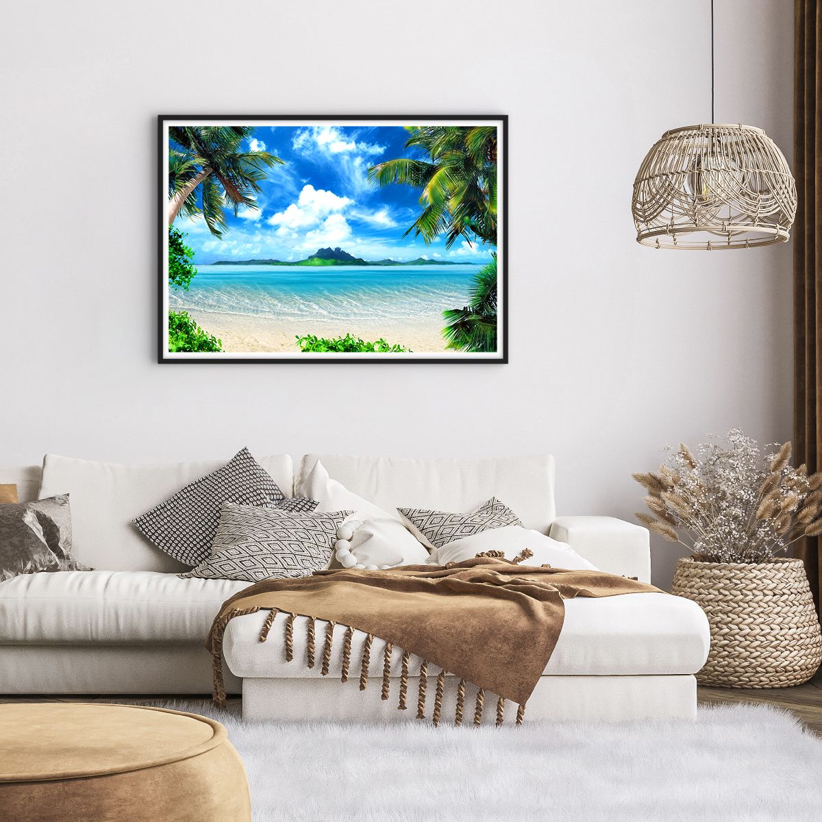 Affiche dans un cadre noir Paysage, Affiche dans un cadre noir Océan, Affiche dans un cadre noir Plage, Affiche dans un cadre noir Île Mystérieuse, Affiche dans un cadre noir Tropiques