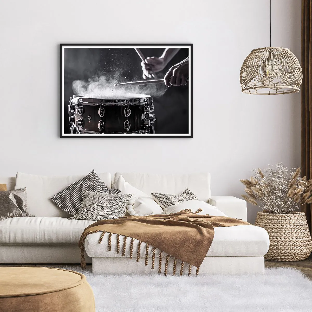 Plakat i sort ramme - Musikkens puls - 100x70 cm