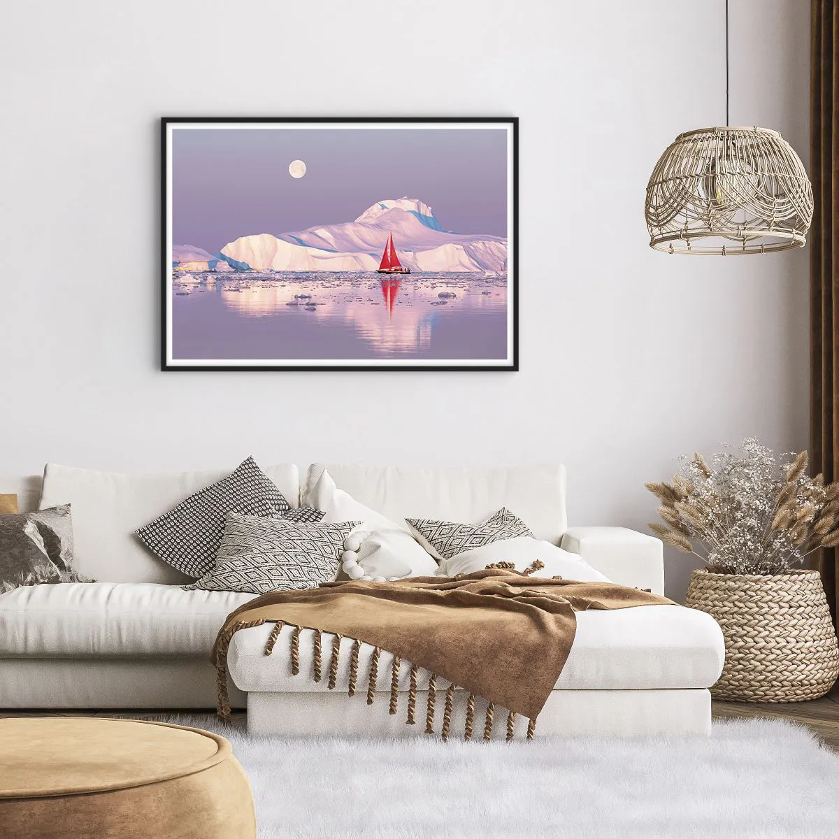 Pôster com moldura preta - O calor da vela, a frieza do gelo - 100x70 cm