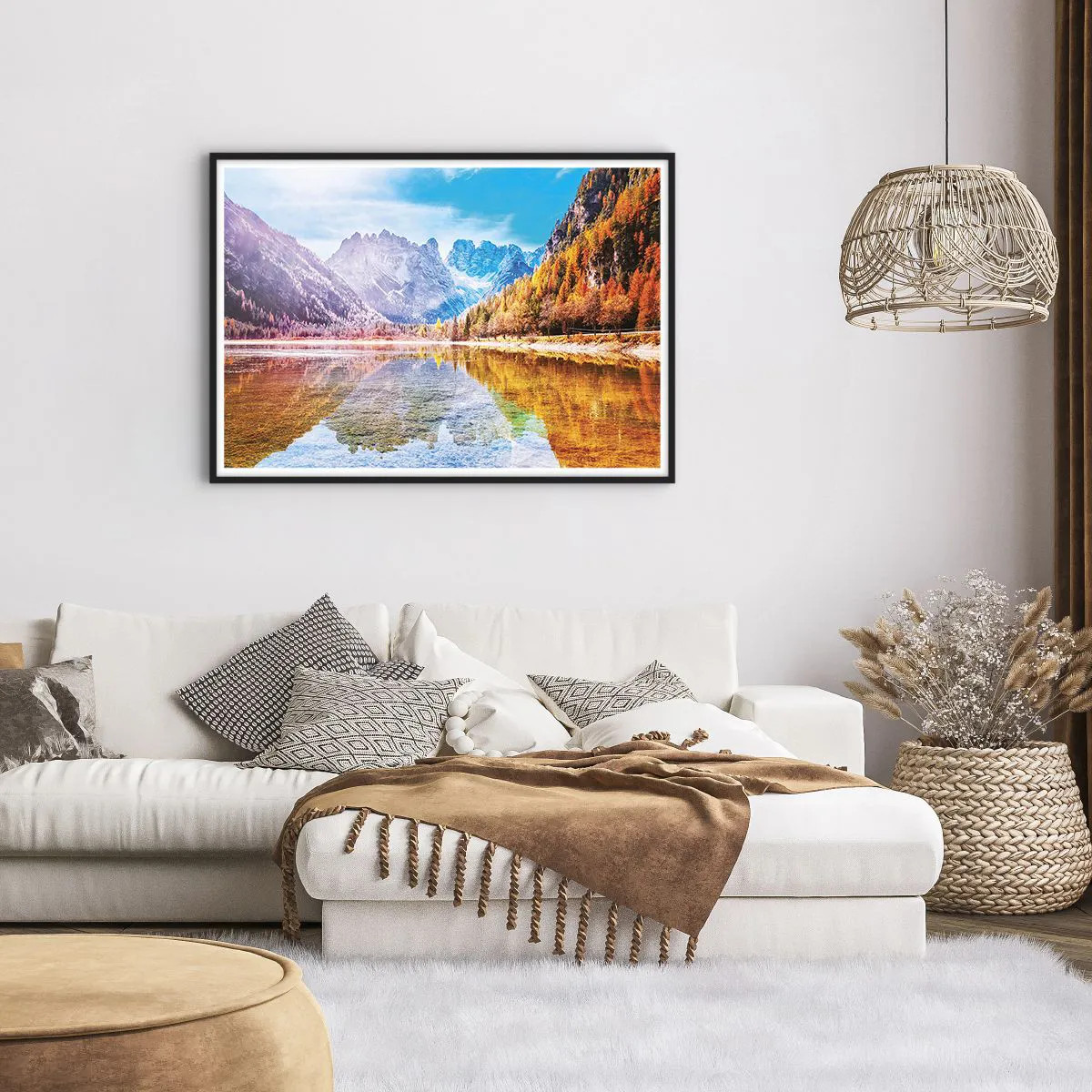 Affisch i svart ram - Det är redan höst i fjällen - 100x70 cm