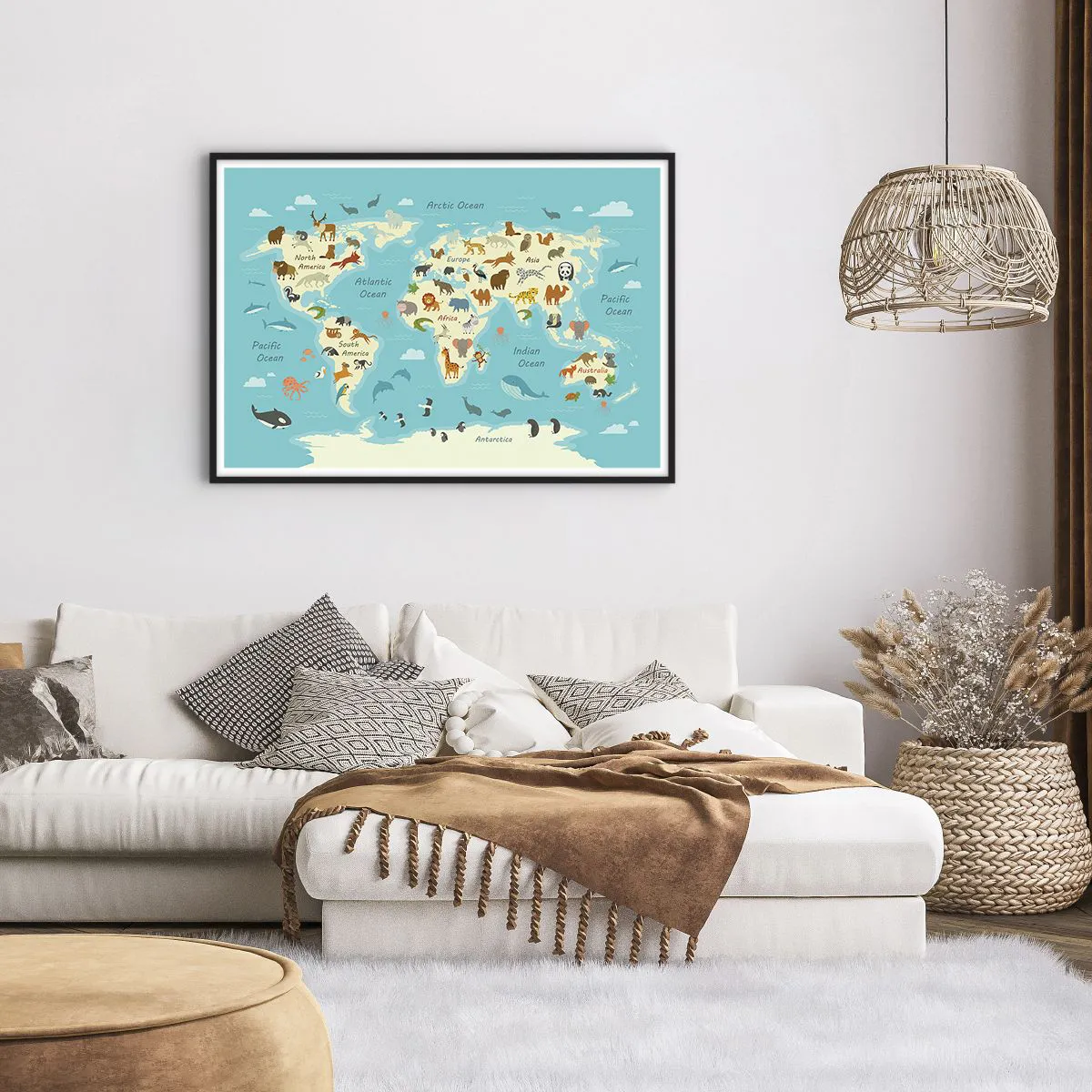 Plakat i sort ramme - Gode naboer - 100x70 cm