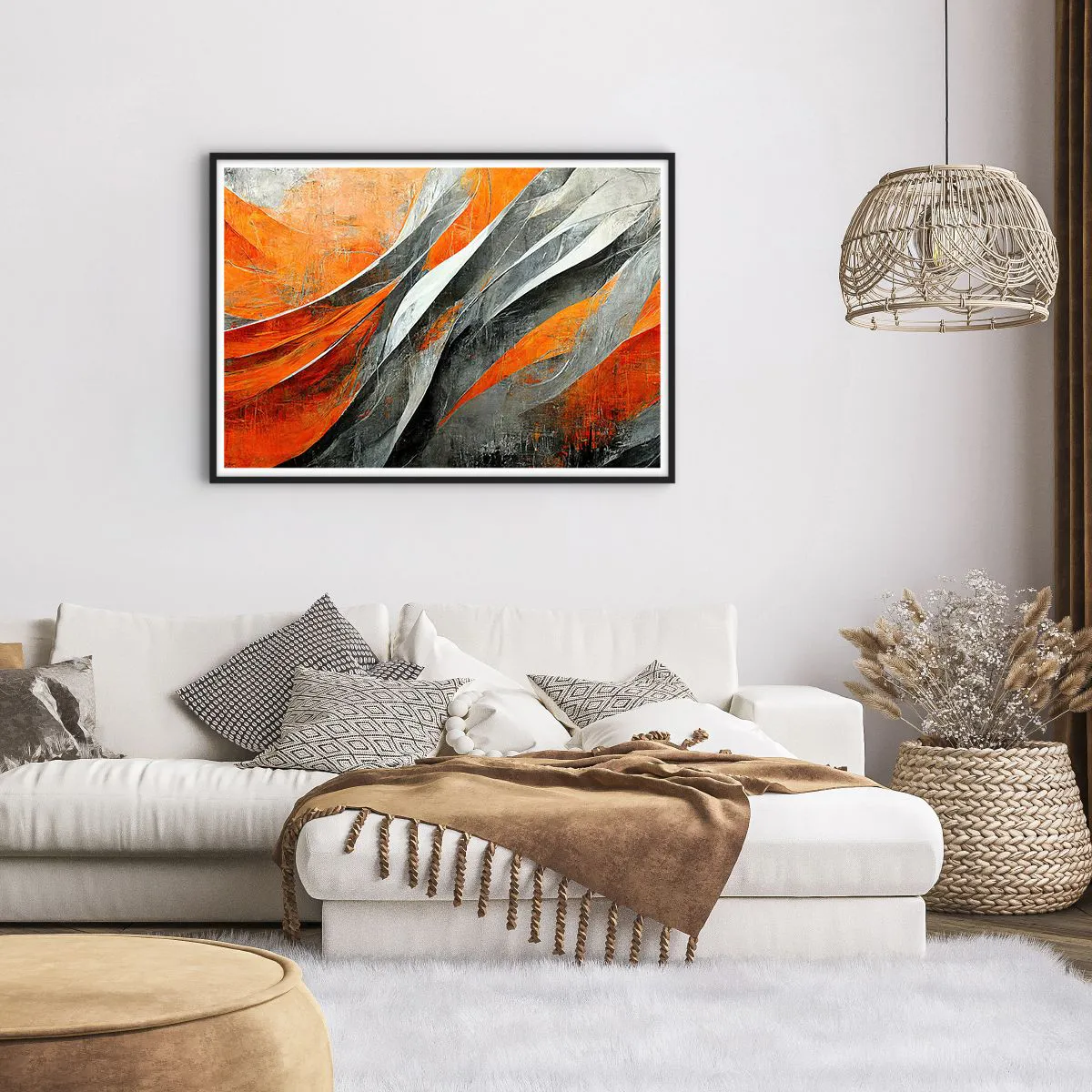 Pôster com moldura preta - Calor e frio - 100x70 cm