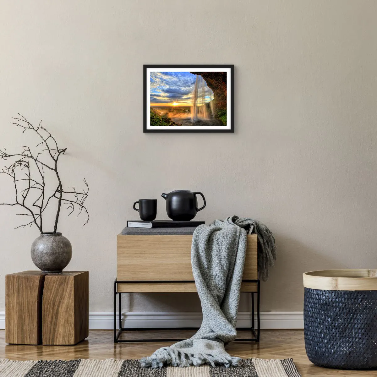 Plakat i sort ramme - Verden bag sløret af dråber - 40x30 cm