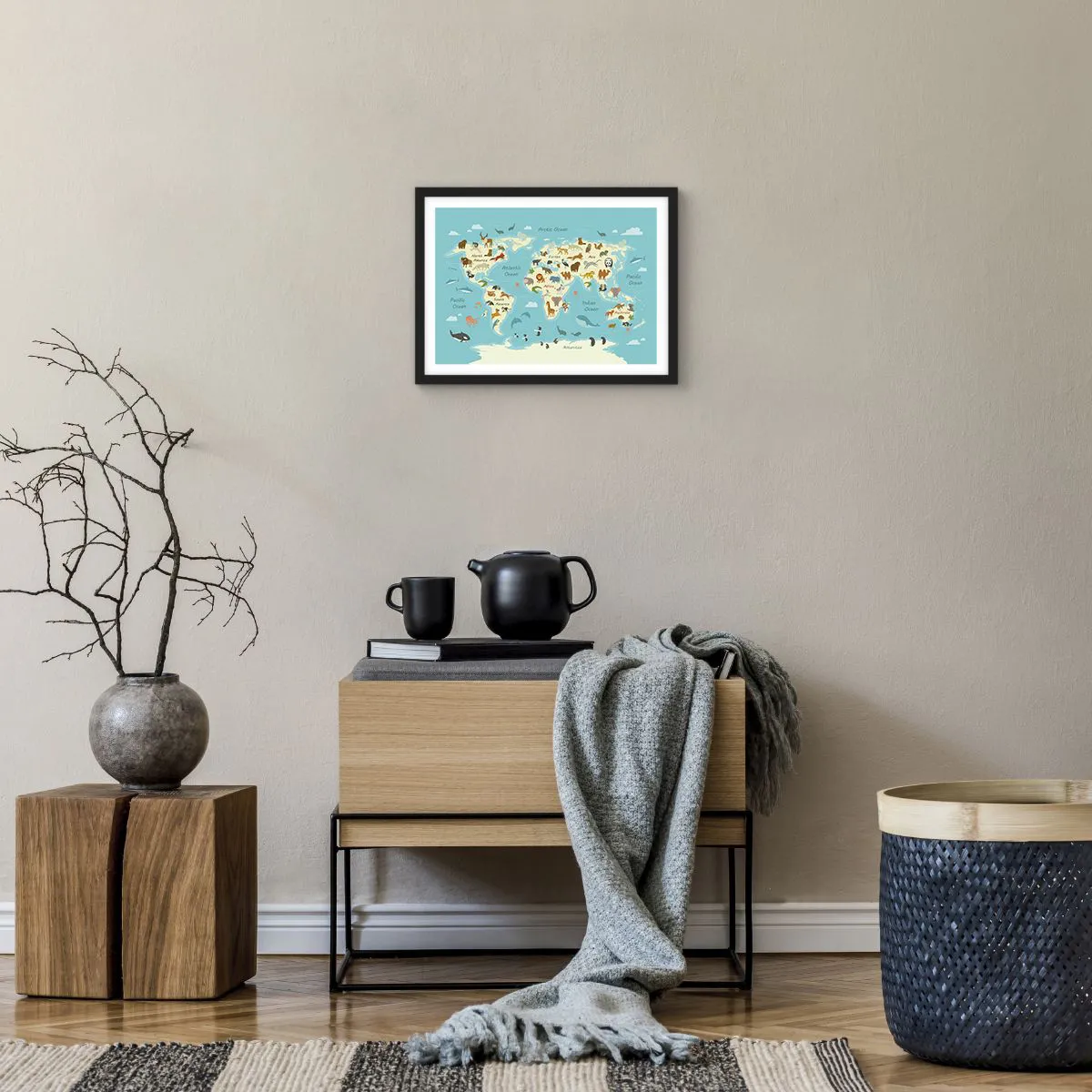 Plakat i sort ramme - Gode naboer - 40x30 cm