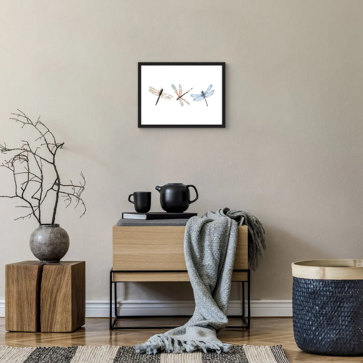 Affiche dans un cadre noir - Poster - Libellules en apesanteur - 40x30 cm