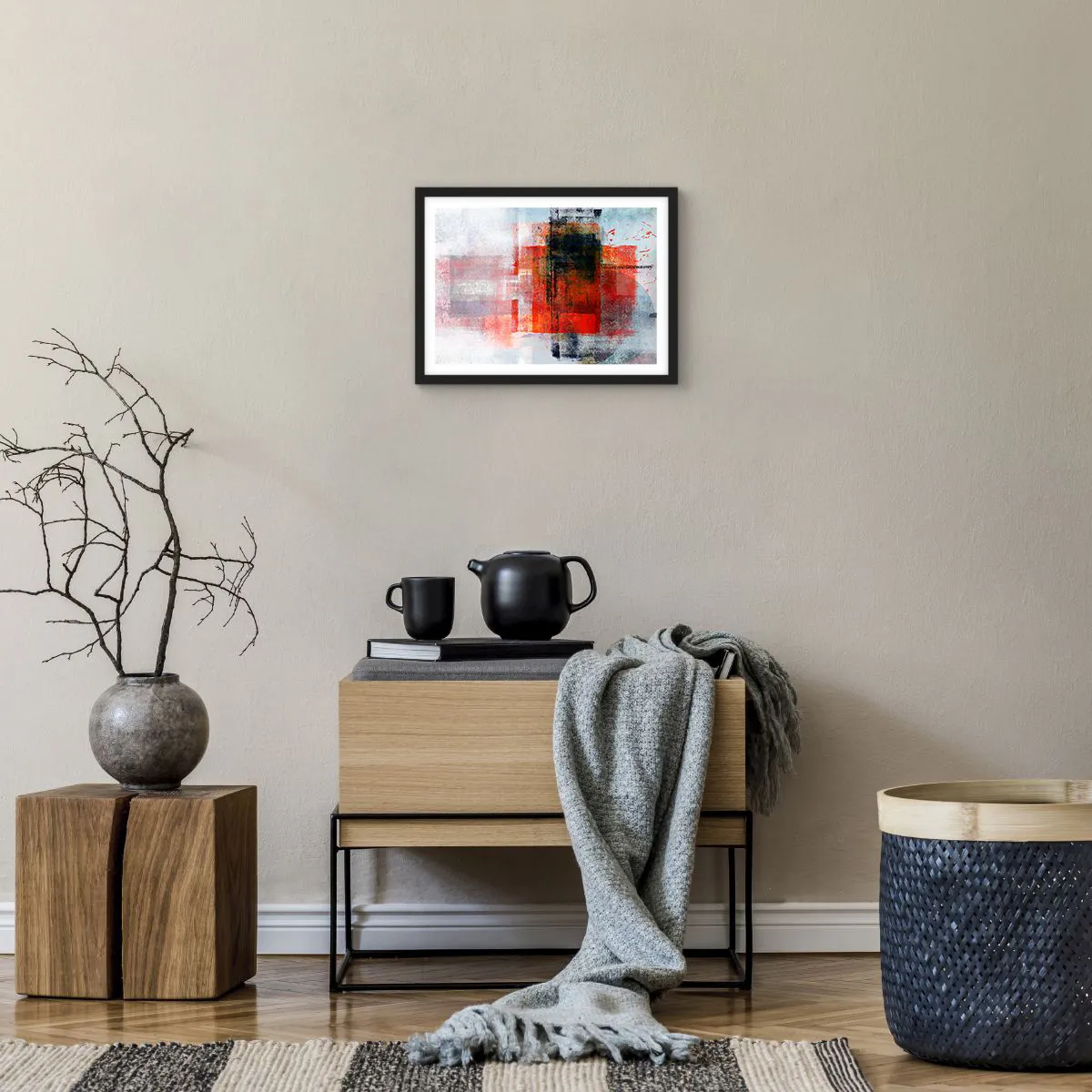 Poster in een zwarte lijst - Een gloeiende compositie  - 40x30 cm