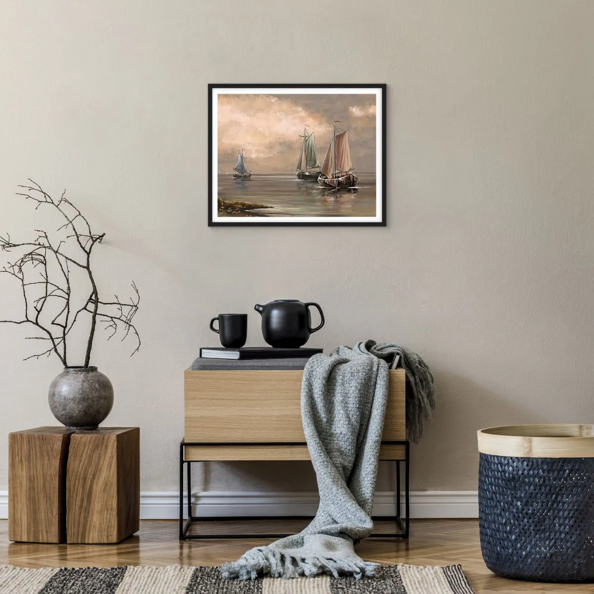 Plakat w czarnej ramie - Powrót żeglarzy - 50x40 cm