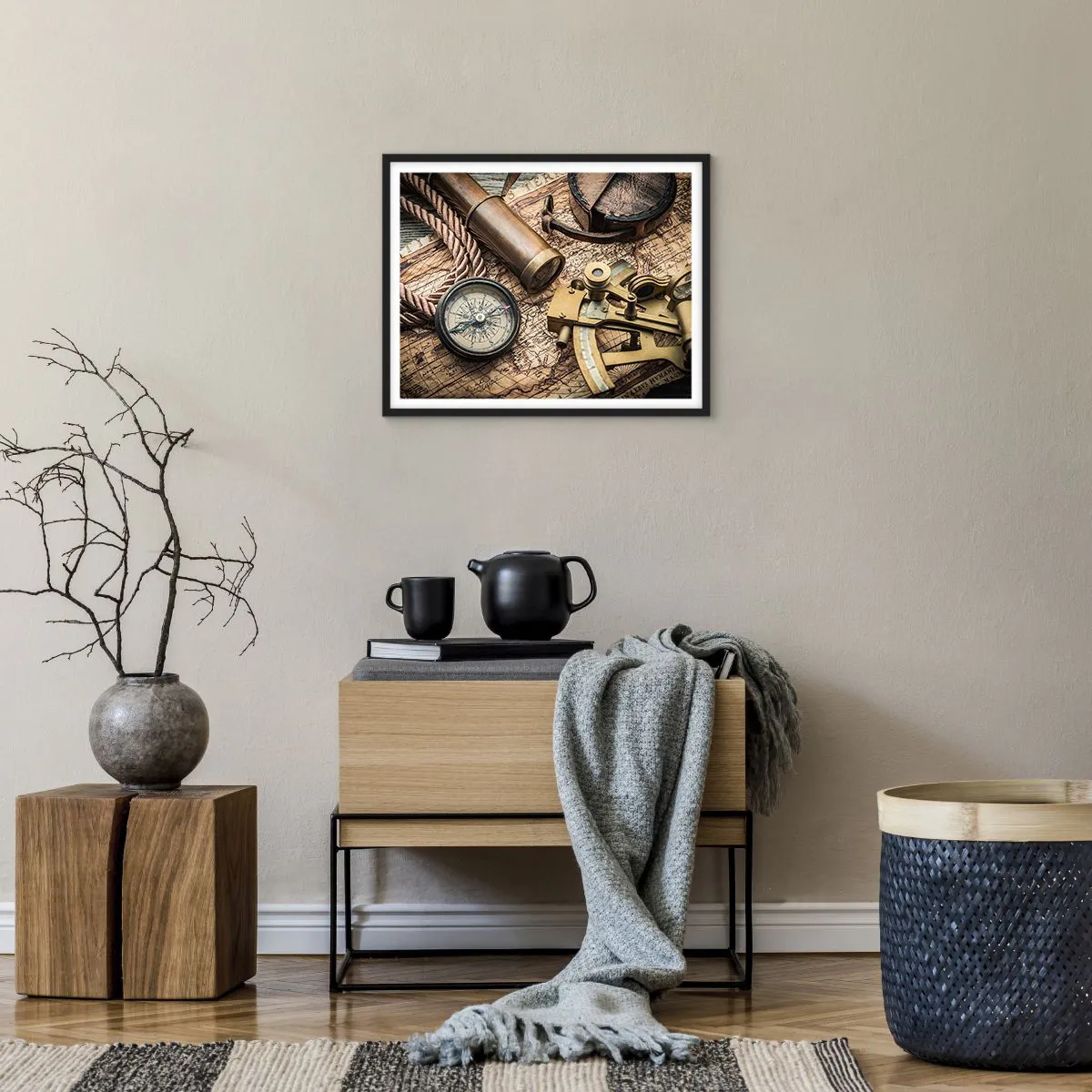 Affiche dans un cadre noir - Poster - Fixer un cap - 50x40 cm