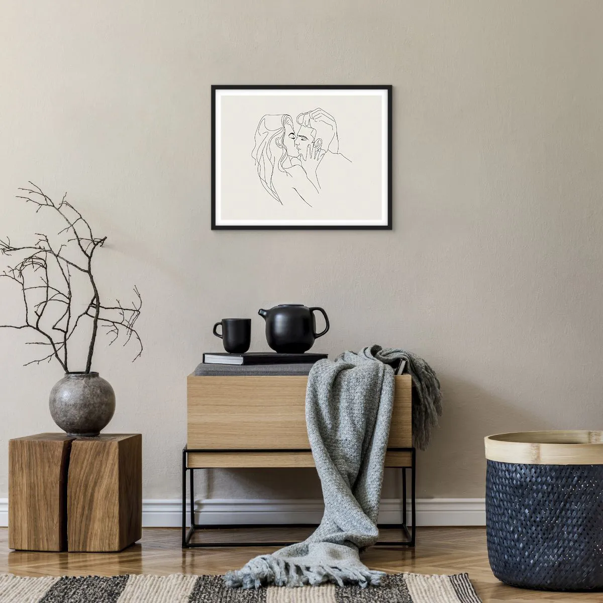 Poster in einem schwarzem Rahmen - Verstrickt im Gefühl - 50x40 cm