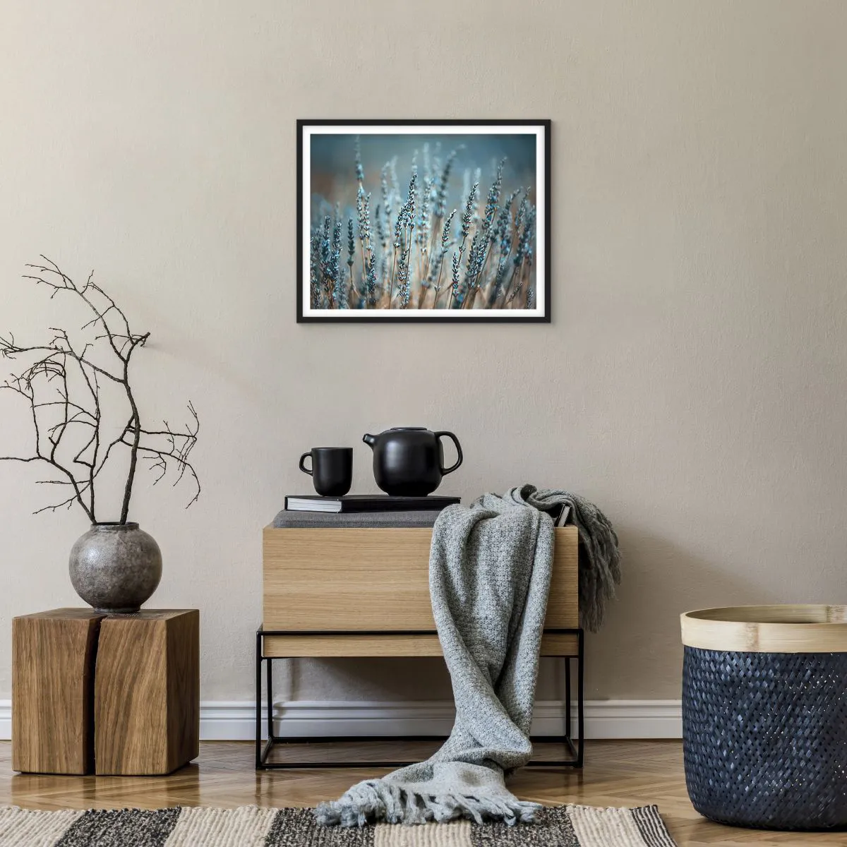 Poster in einem schwarzem Rahmen - Duftendes Kornfeld - 50x40 cm
