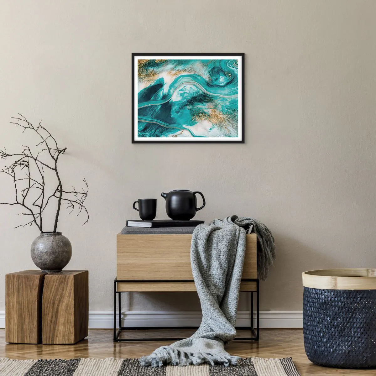 Plakát v černém rámu - Řeka zlata - 50x40 cm