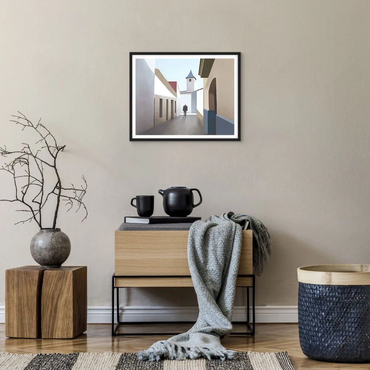 Affiche dans un cadre noir - Poster - Une promenade ensoleillée - 50x40 cm