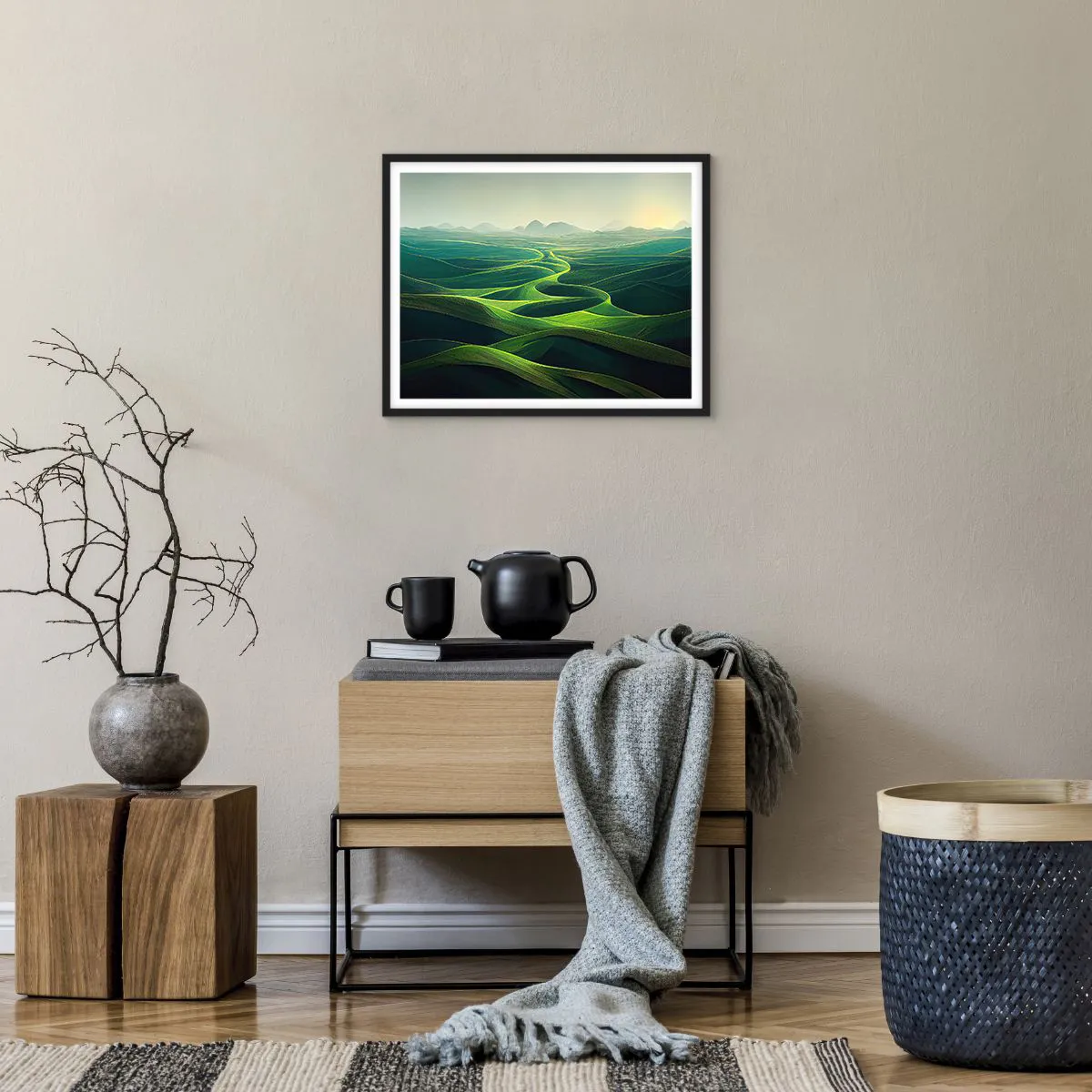 Poster in einem schwarzem Rahmen - In den grünen Tälern - 50x40 cm