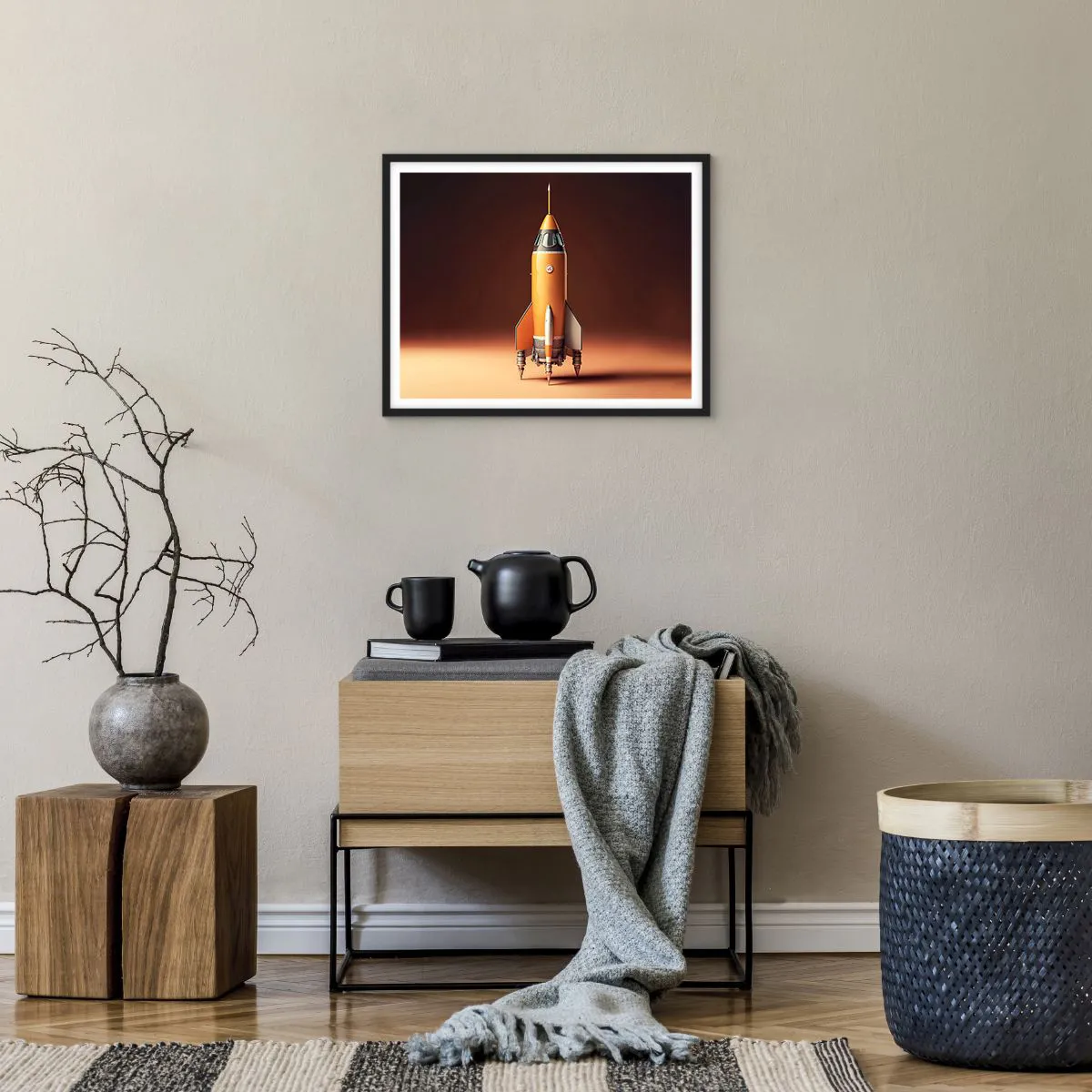 Pôster com moldura preta - Tudo começa com um sonho - 50x40 cm