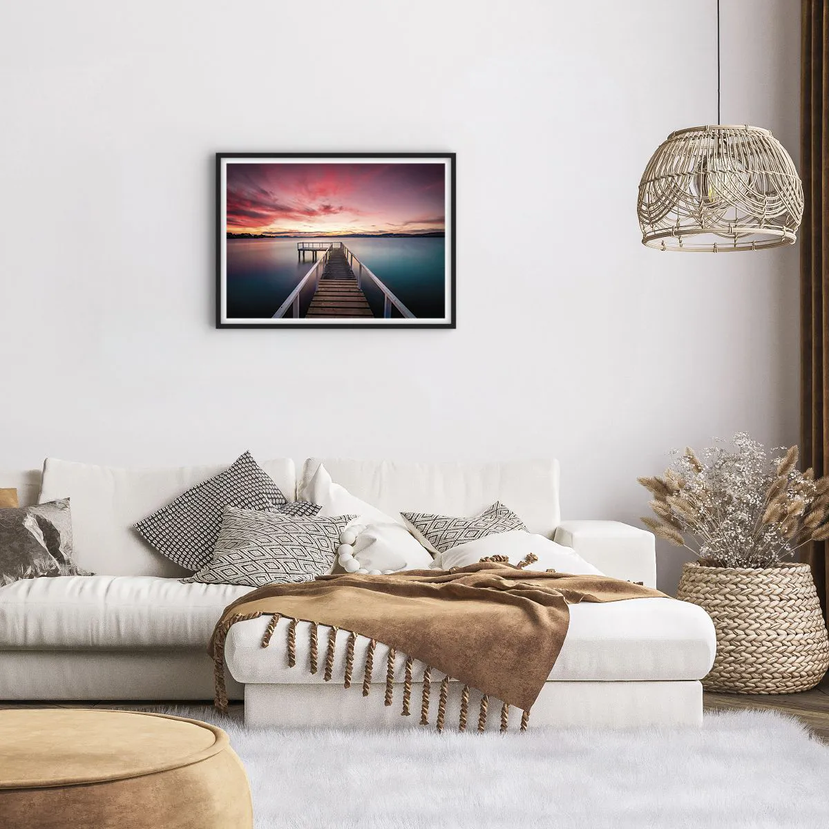 Plakat i sort ramme - Aftenens blide flamme - 70x50 cm